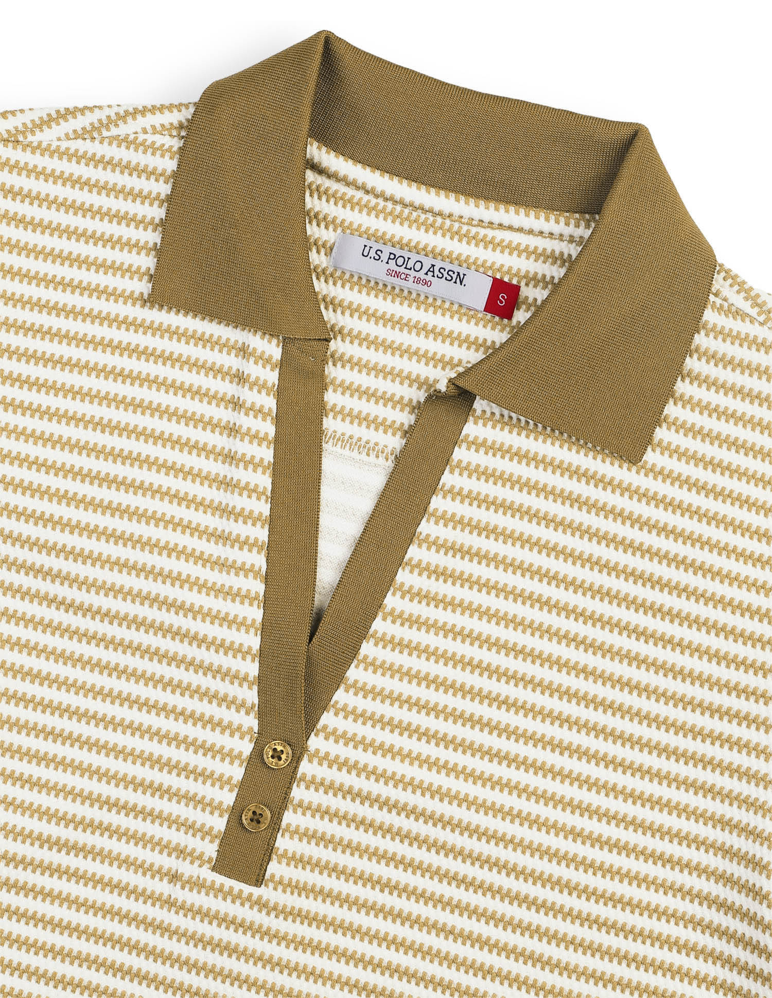Textured Stripes Polo Shirt Olive - U.S. Polo Assn. India | Large