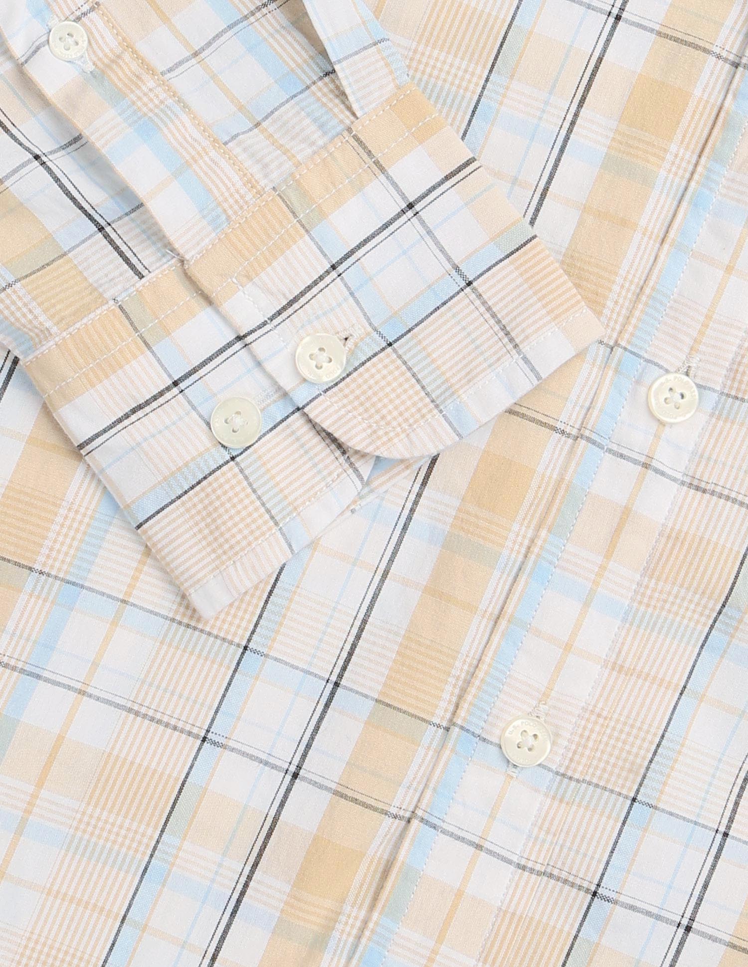 Tartan Checked Seersucker Shirt Mustard - U.S. Polo Assn. India | Large