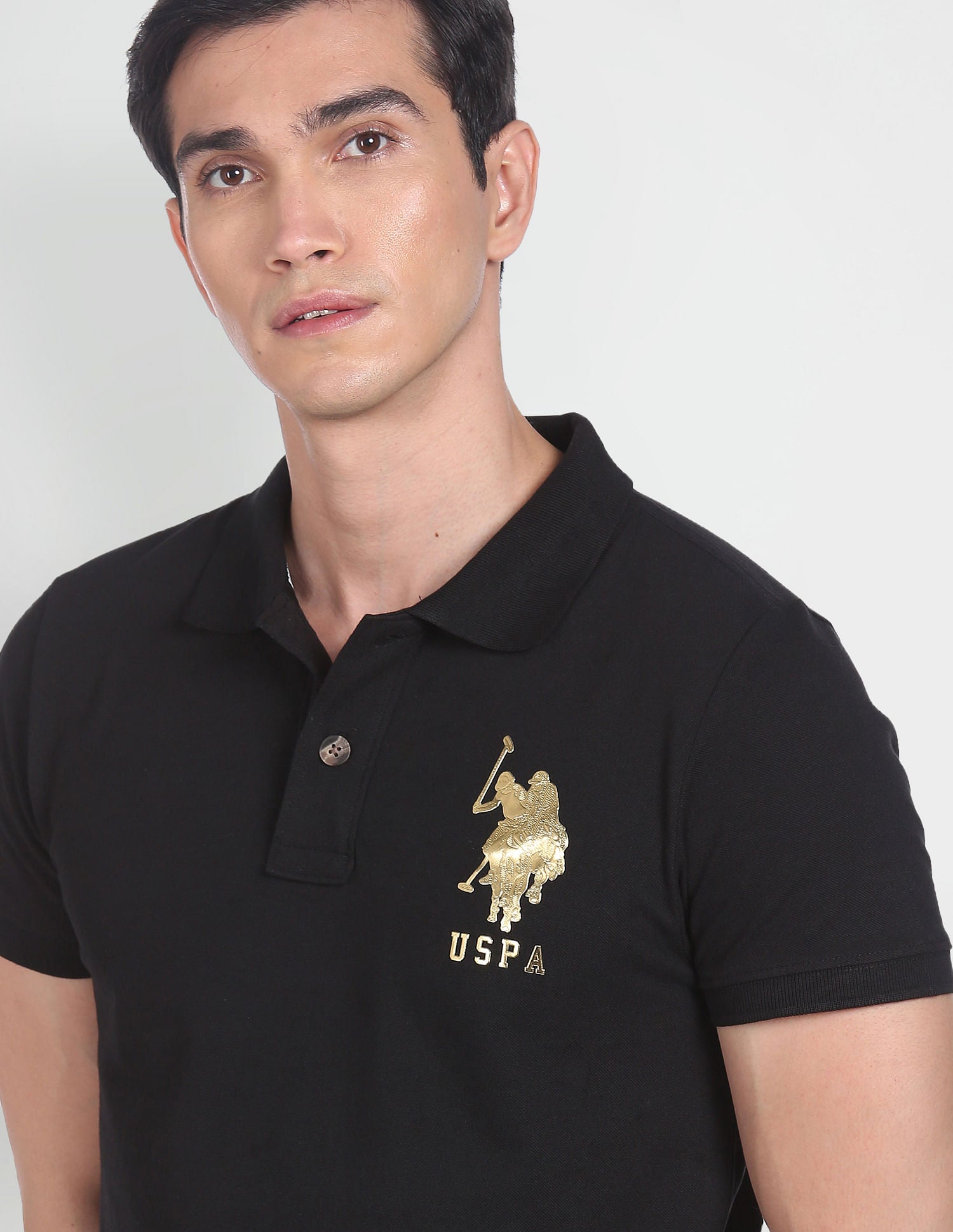 Metallic Logo Polo Shirt Black - U.S. Polo Assn. India | Large