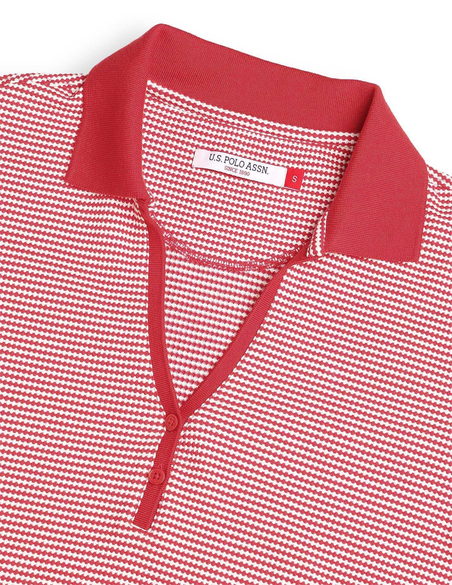 Relaxed Fit Textured Polo Shirt Red - U.S. Polo Assn. India | Large