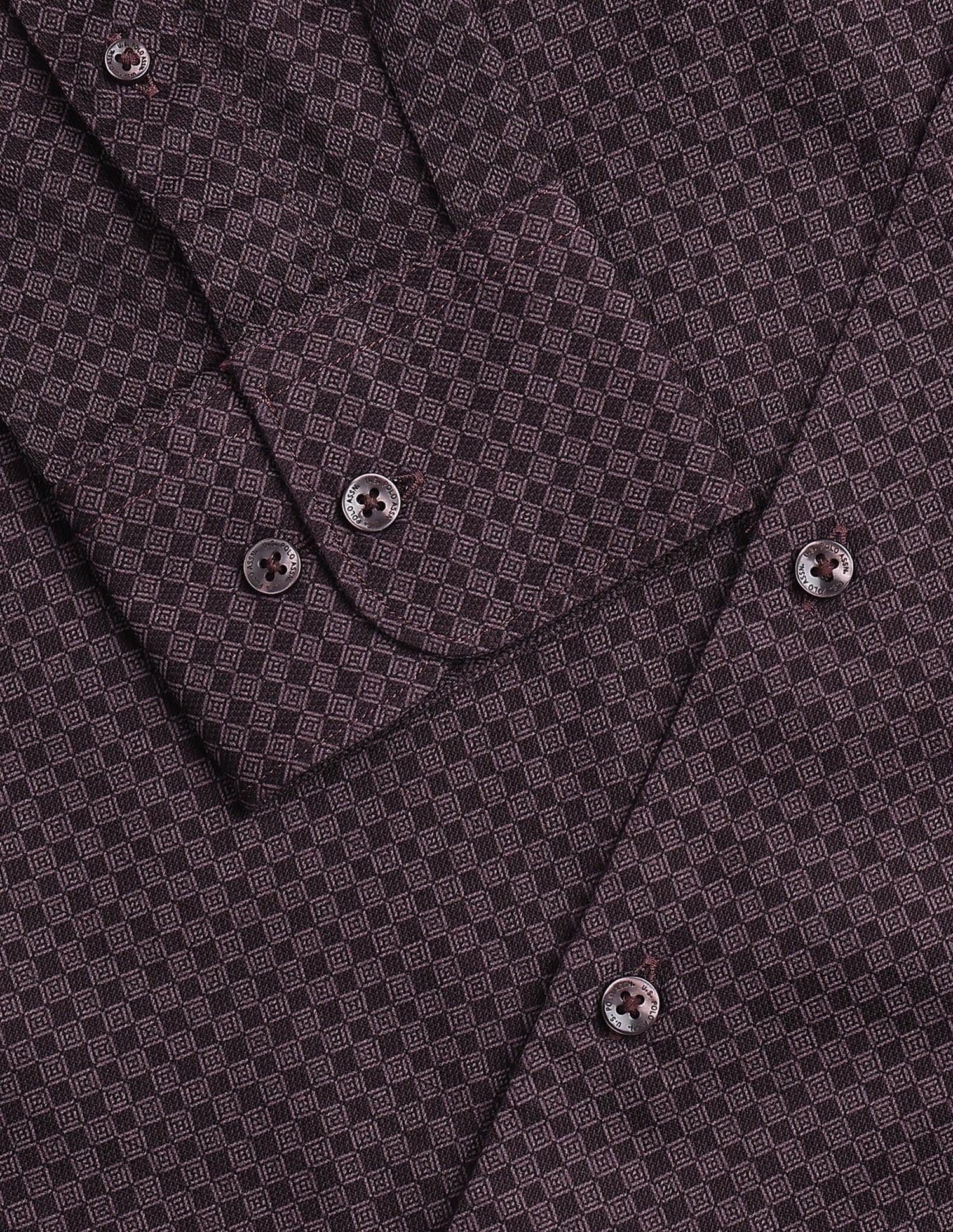 Geometric Printed Dobby Shirt Wine - U.S. Polo Assn. India | Large