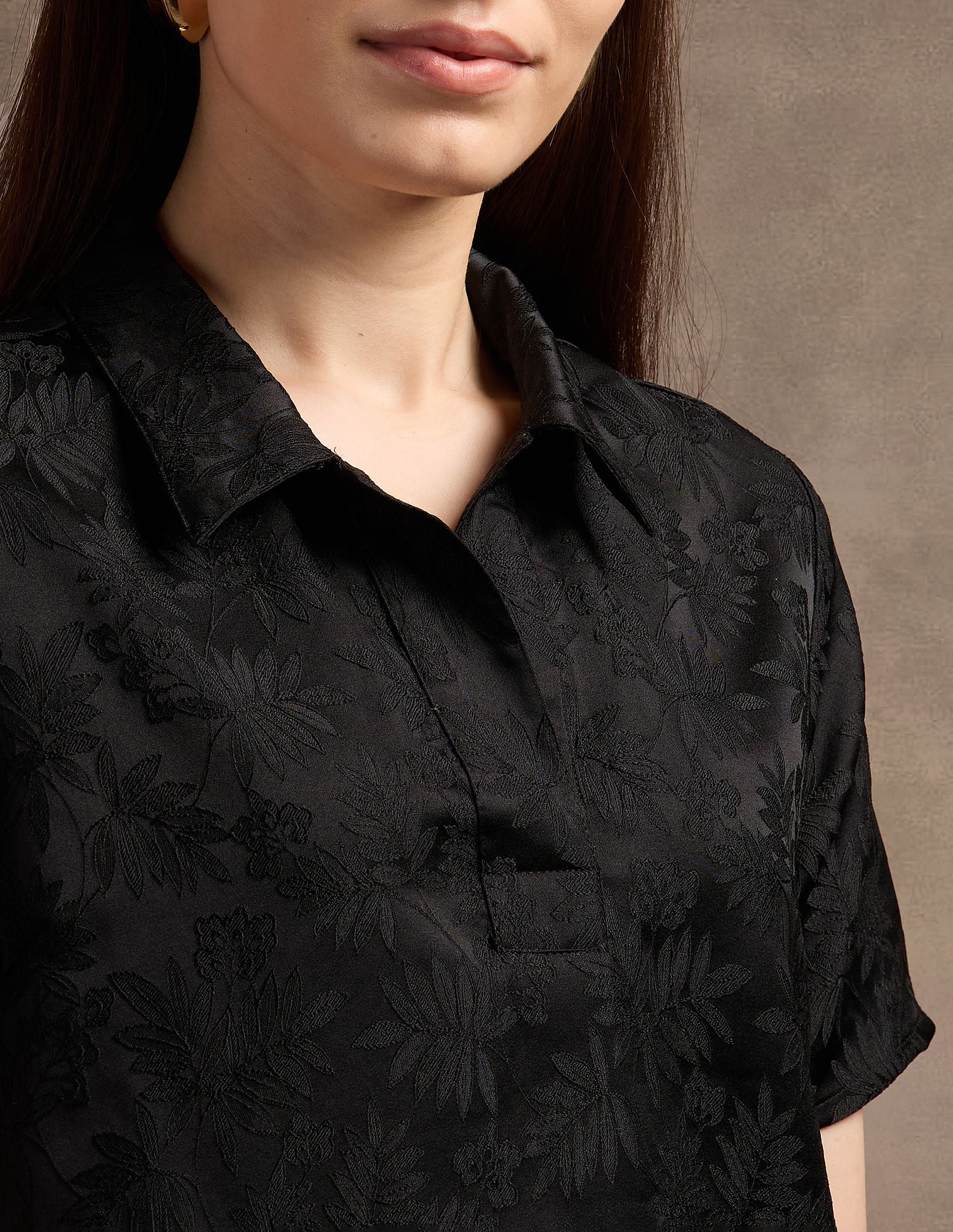 Polo Collar Jacquard Shift Dress Black - U.S. POLO ASSN. | Large