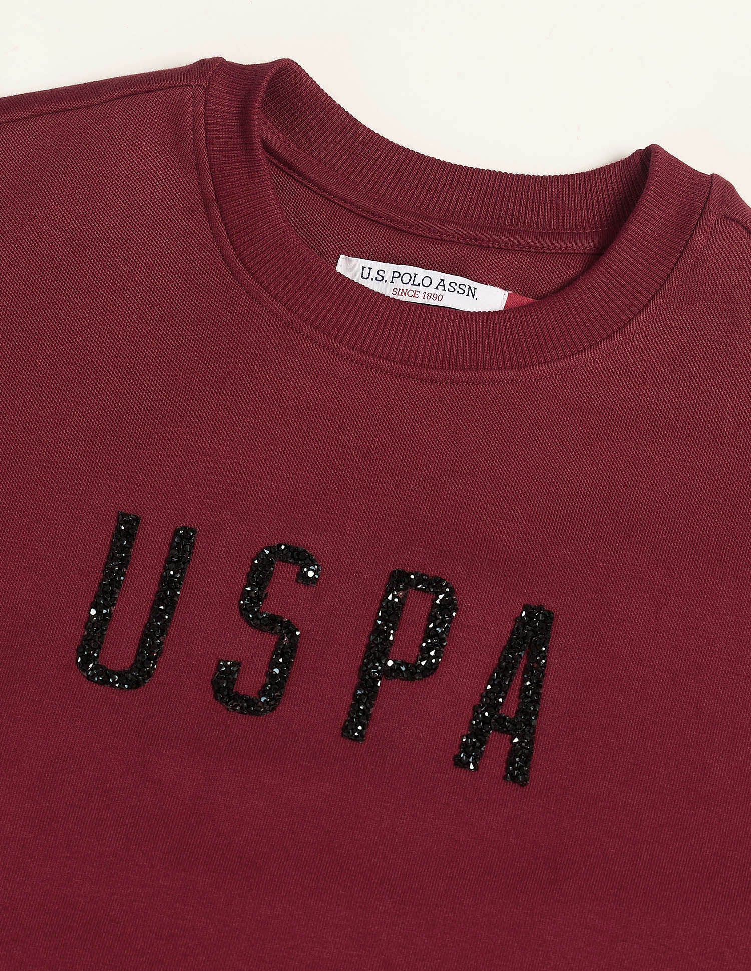 Drop Shoulder Studed Sweatshirt Maroon - U.S. POLO ASSN. | Large