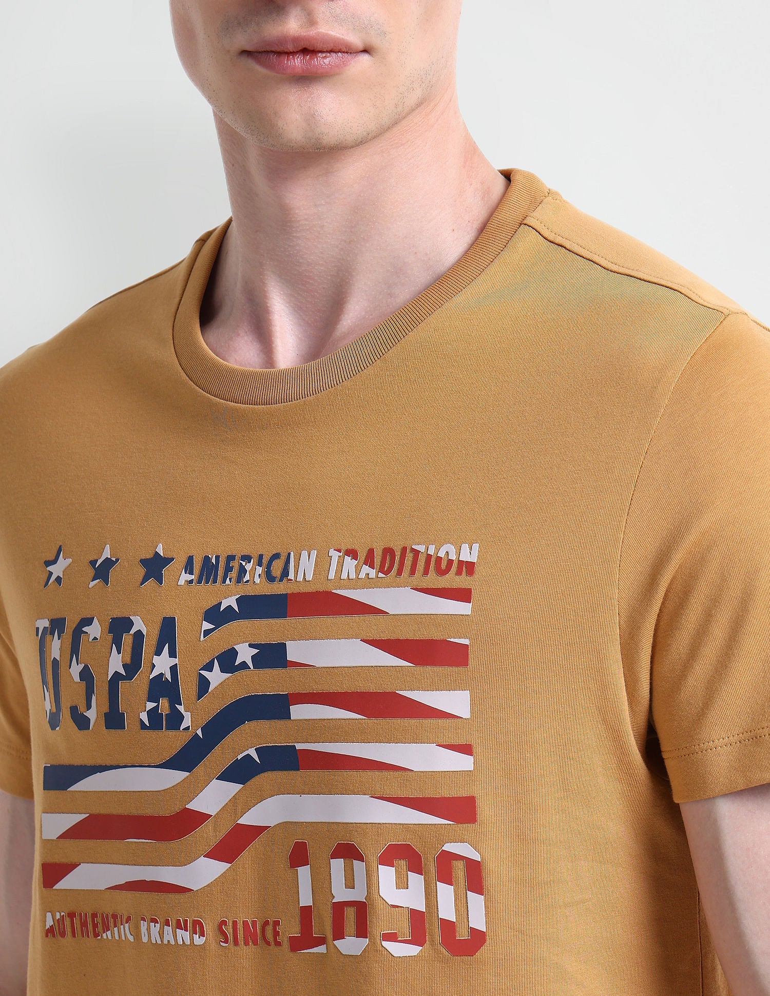 Muscle Fit Logo Cotton T-Shirt Yellow - U.S. Polo Assn. India | Large