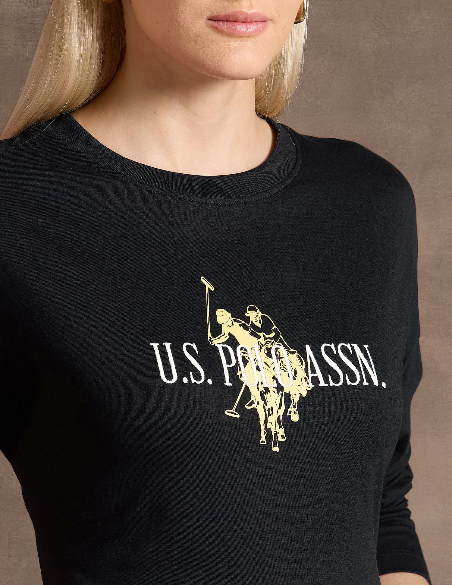 Drop Shoulder Embroidered Cotton T-Shirt Black - U.S. POLO ASSN. | Large