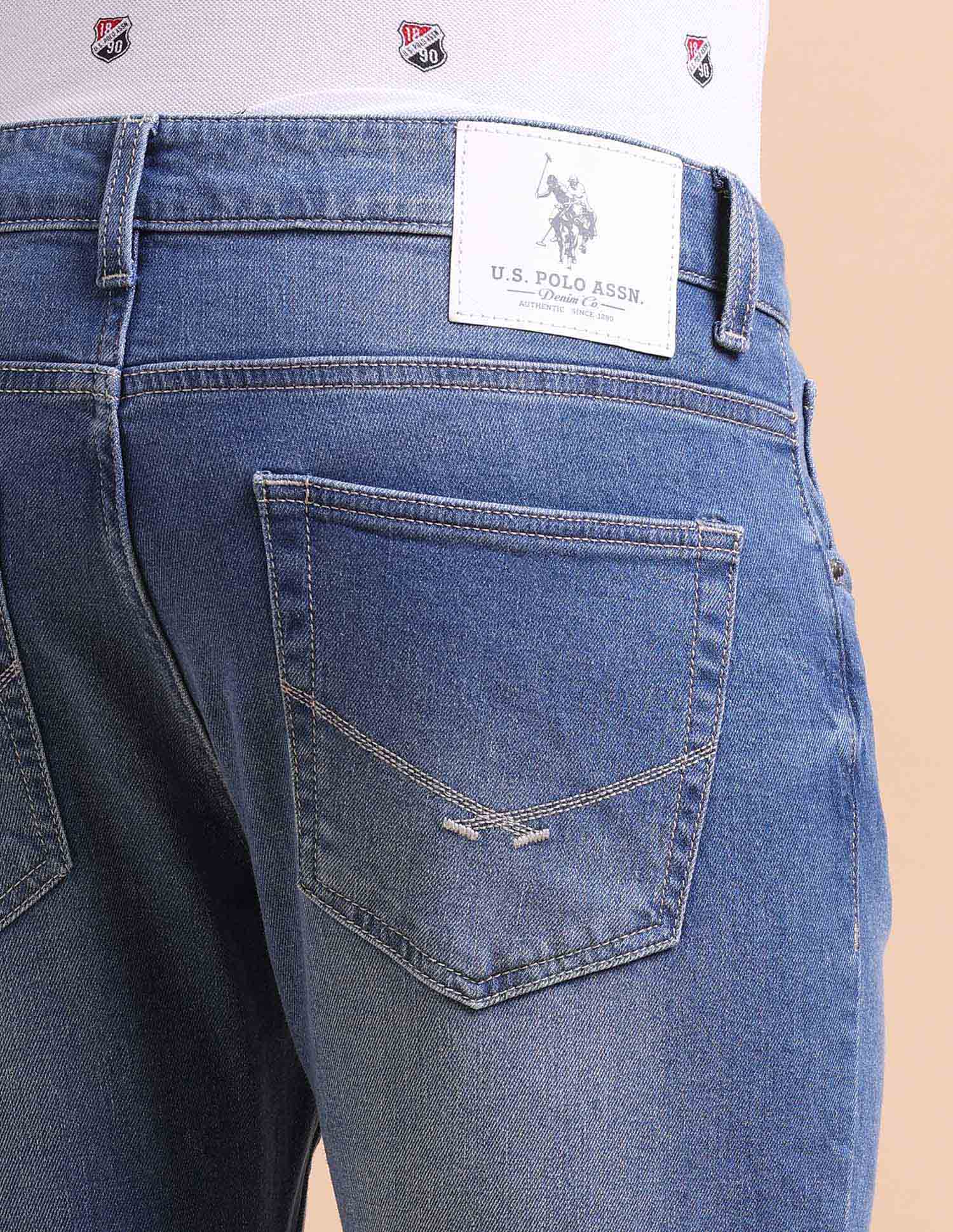 Henry Tapered Cropped Fit Blue Jeans Blue - U.S. POLO ASSN. | Large