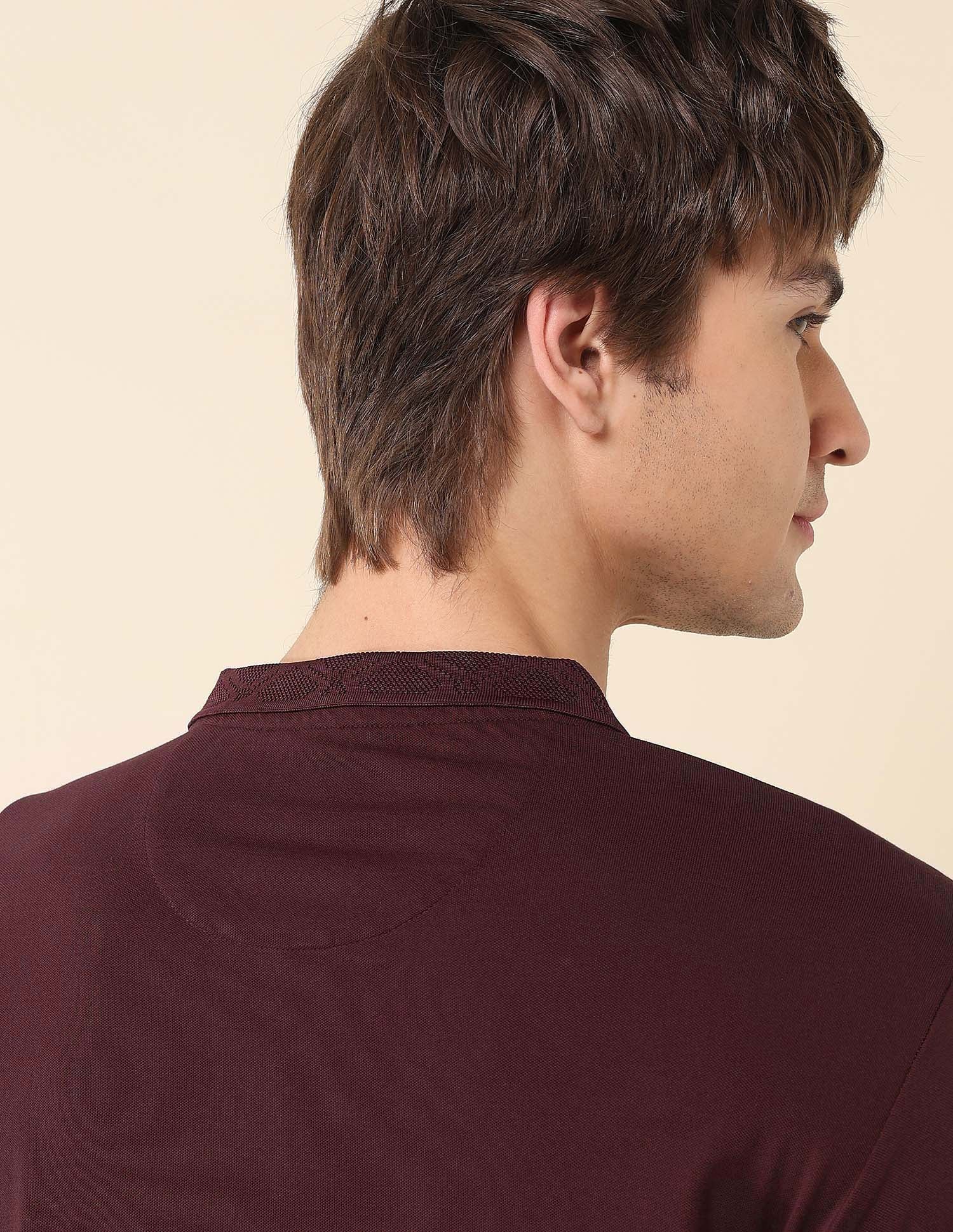 Solid Slim Fit Varsity Polo Shirt Maroon - U.S. Polo Assn. India | Large