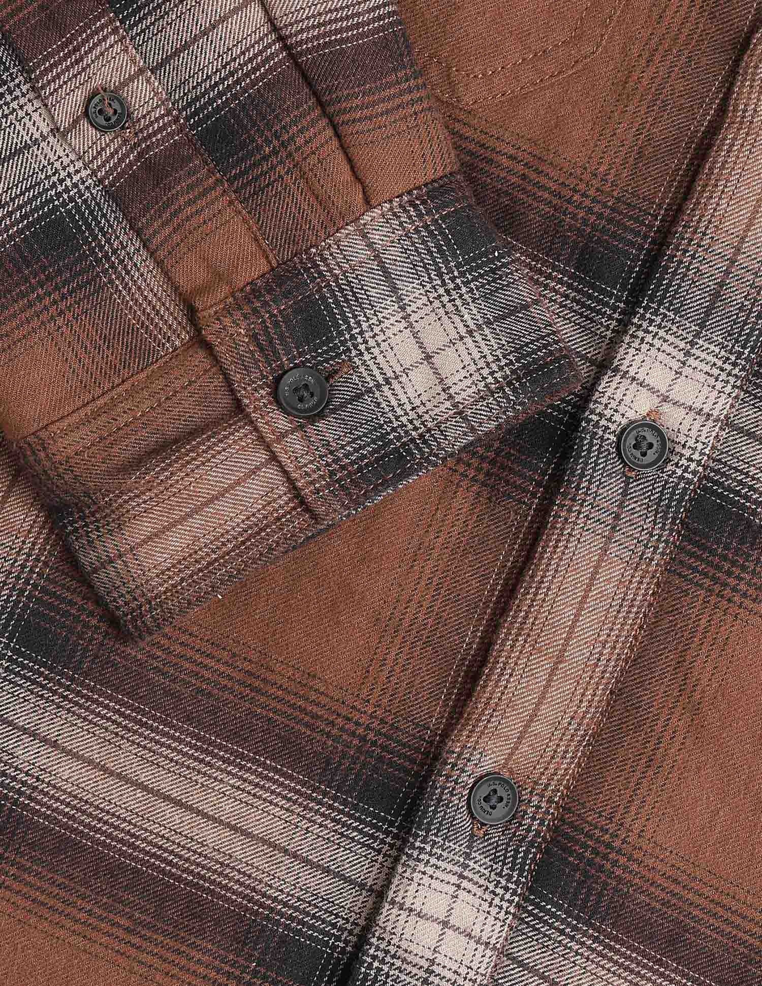 Tartan Checked Loose Fit Shirt Brown - U.S. Polo Assn. India | Large