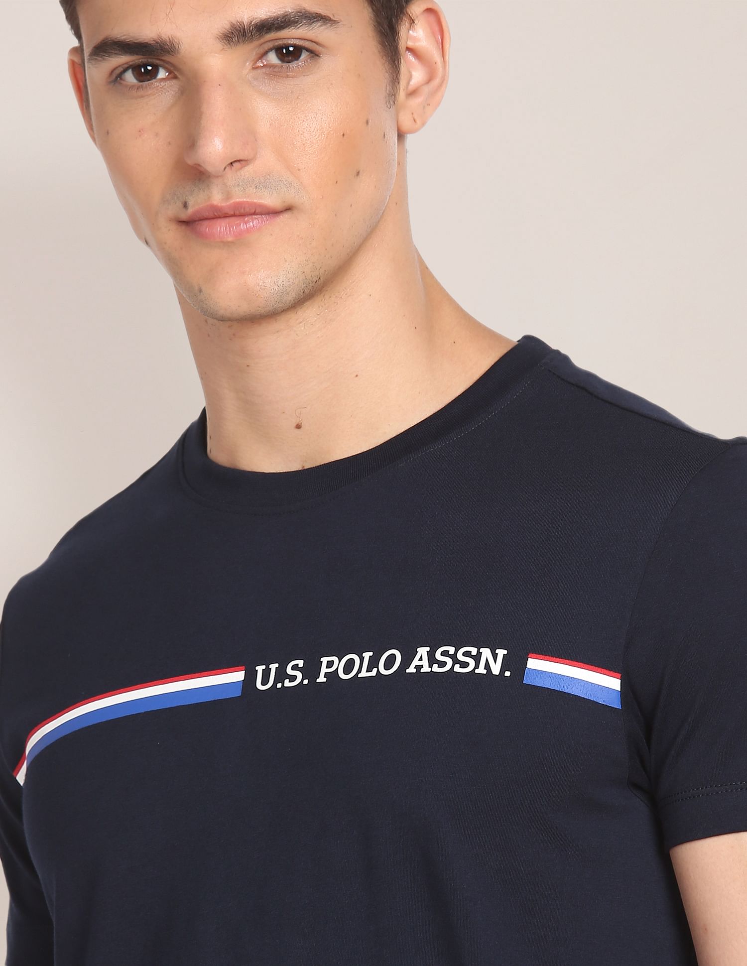 Crew Neck Brand Print T-Shirt Navy - U.S. POLO ASSN. | Large