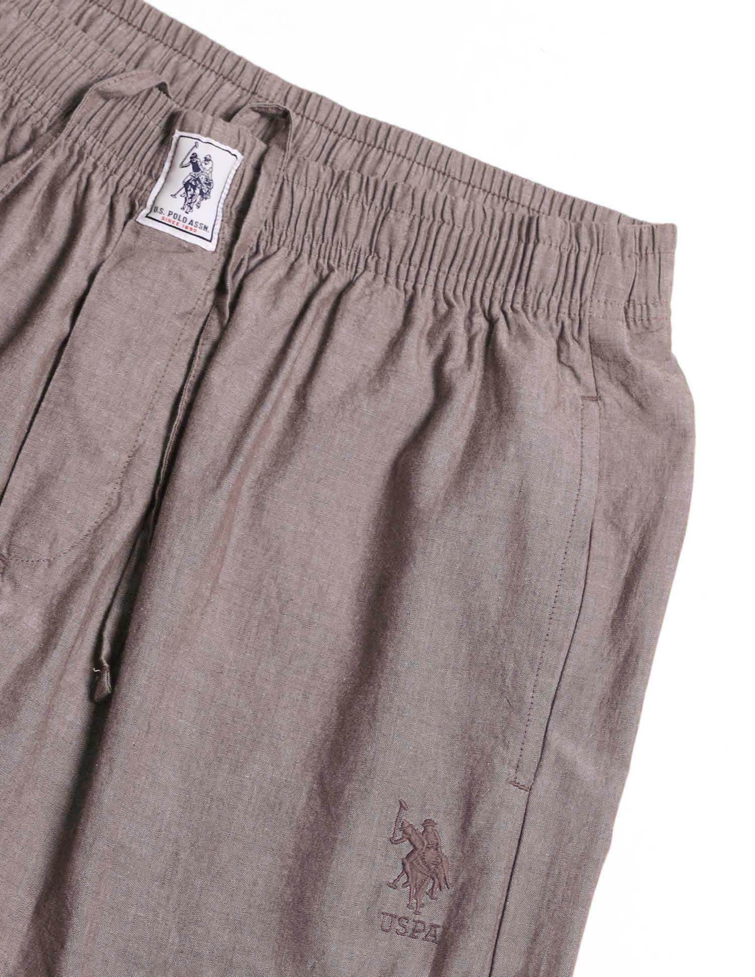 Heathered Pure Cotton I658 Lounge Pants - Pack Of 1 Maroon Chambray - U.S. Polo Assn. India | Large