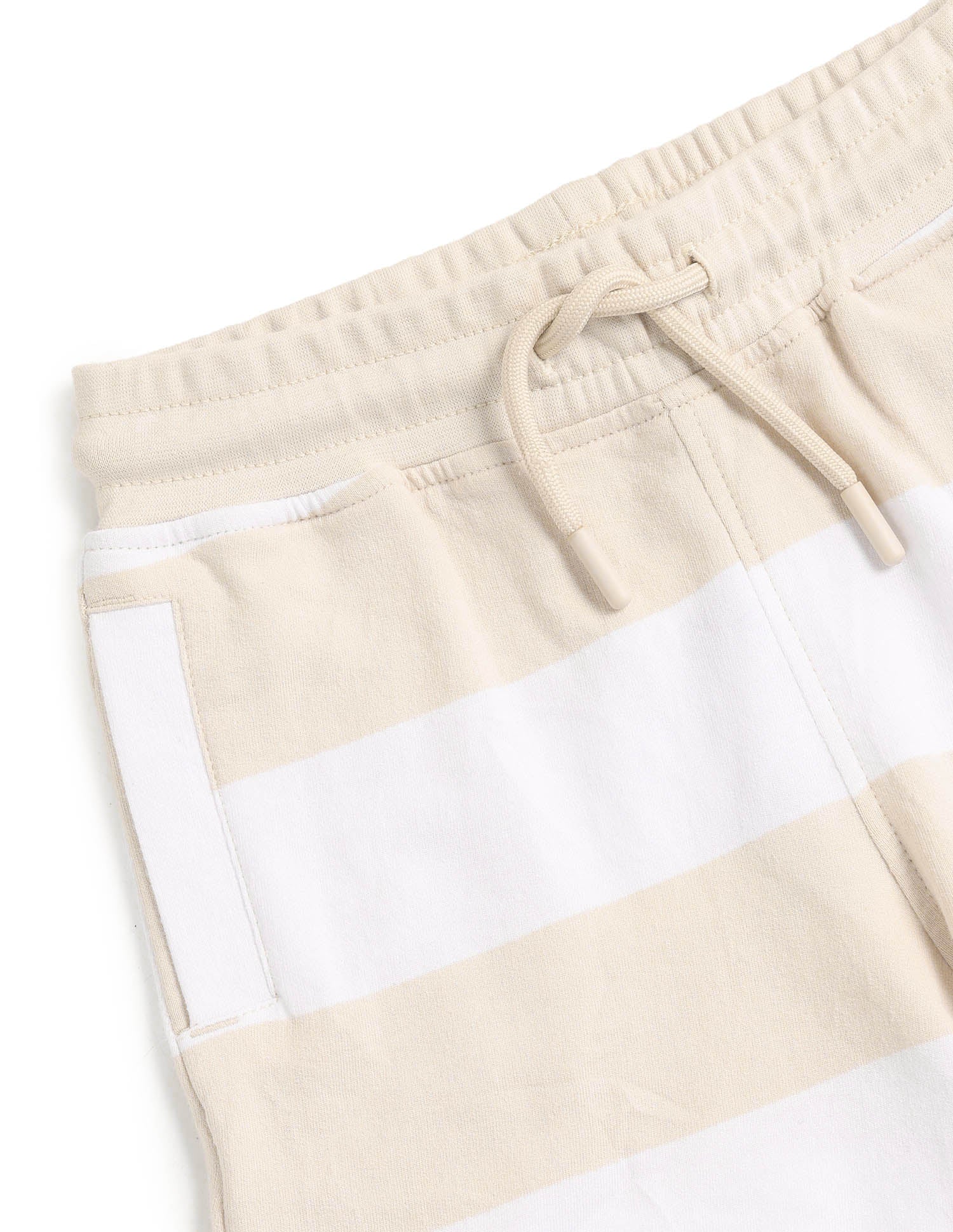 Boys Horizontal Striped Regular Fit Shorts Beige - U.S. POLO ASSN. | Large