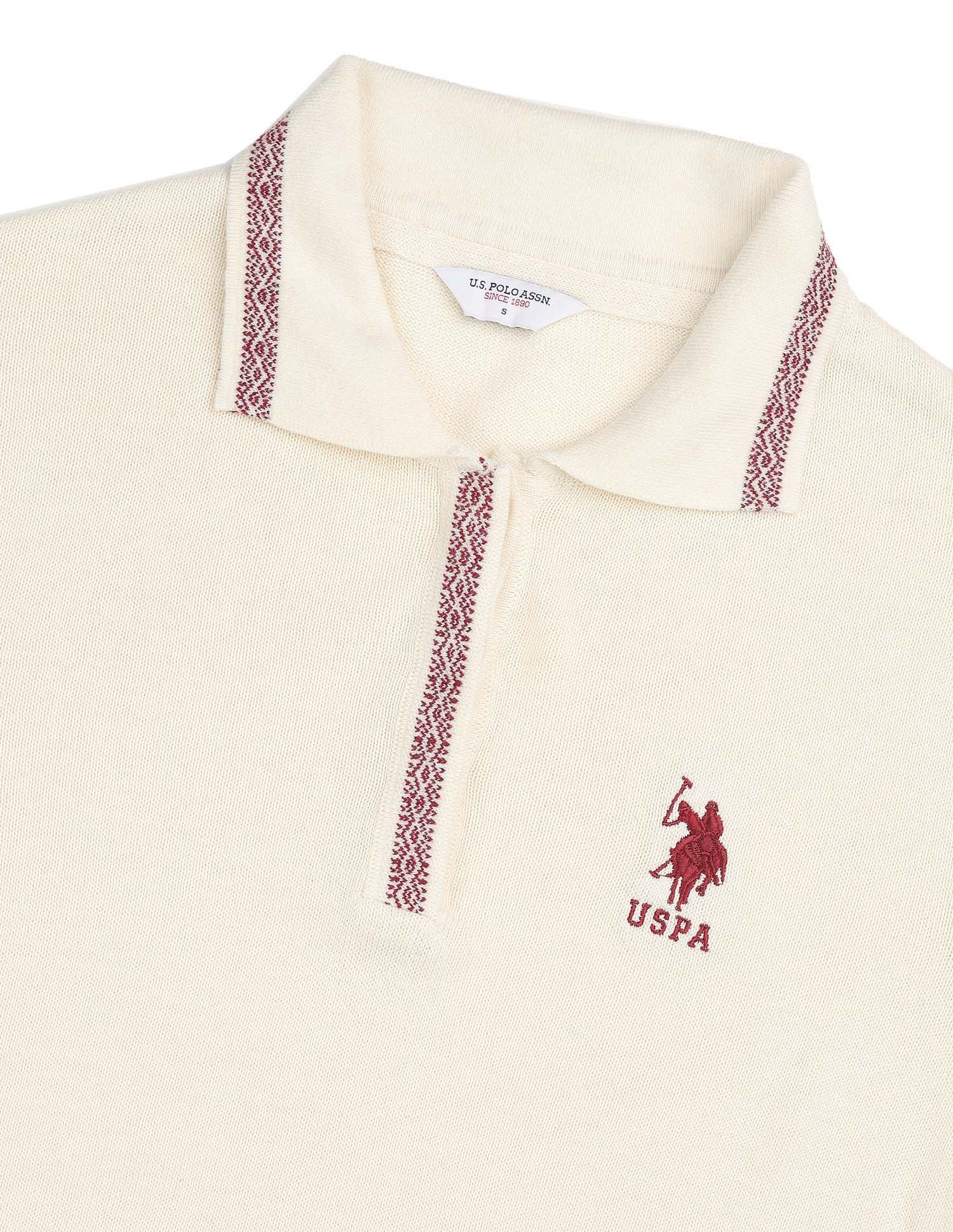 Regular Fit Solid Sweater White - U.S. Polo Assn. India | Large