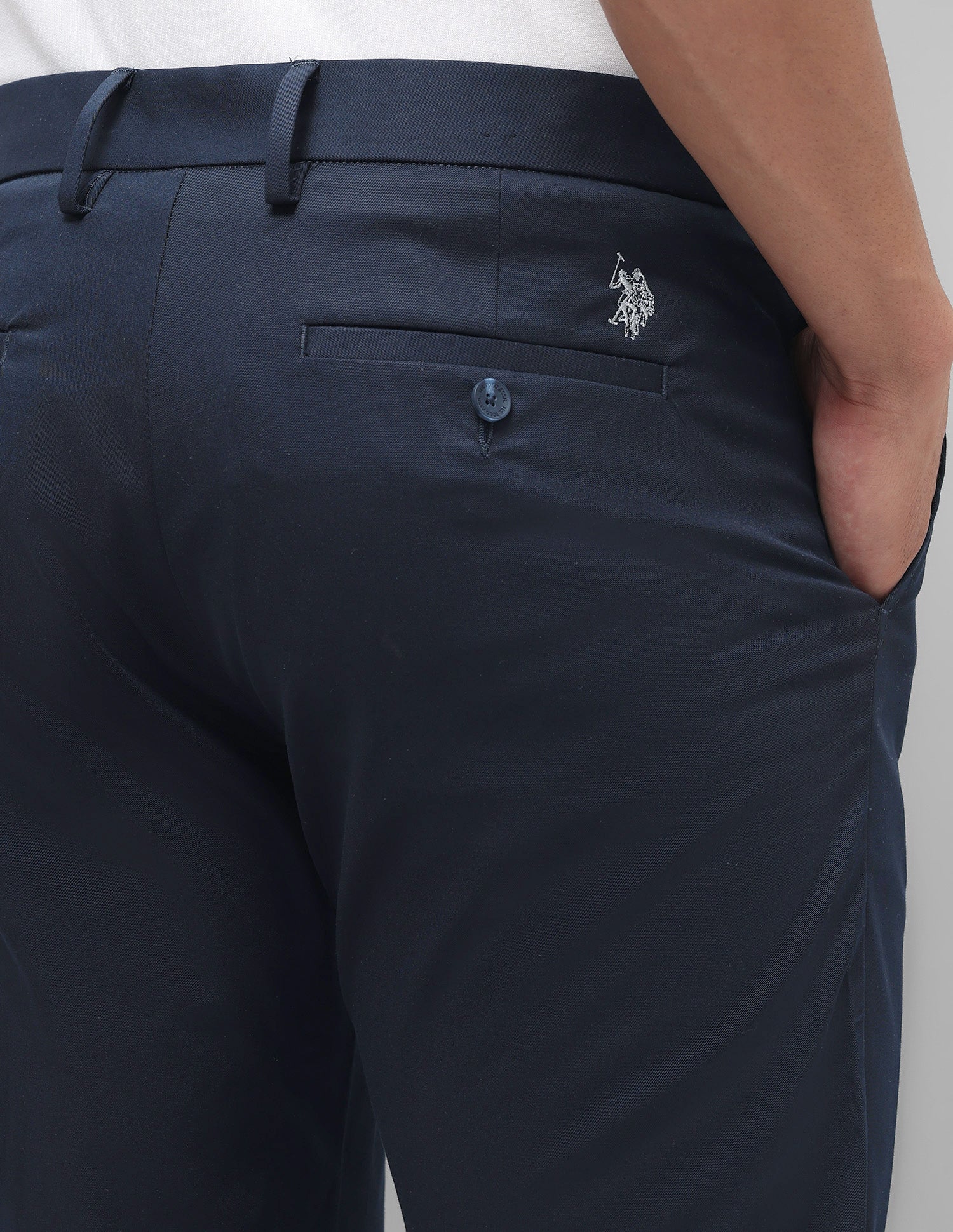 Riley Straight Fit Twill Trousers Navy - U.S. Polo Assn. India | Large