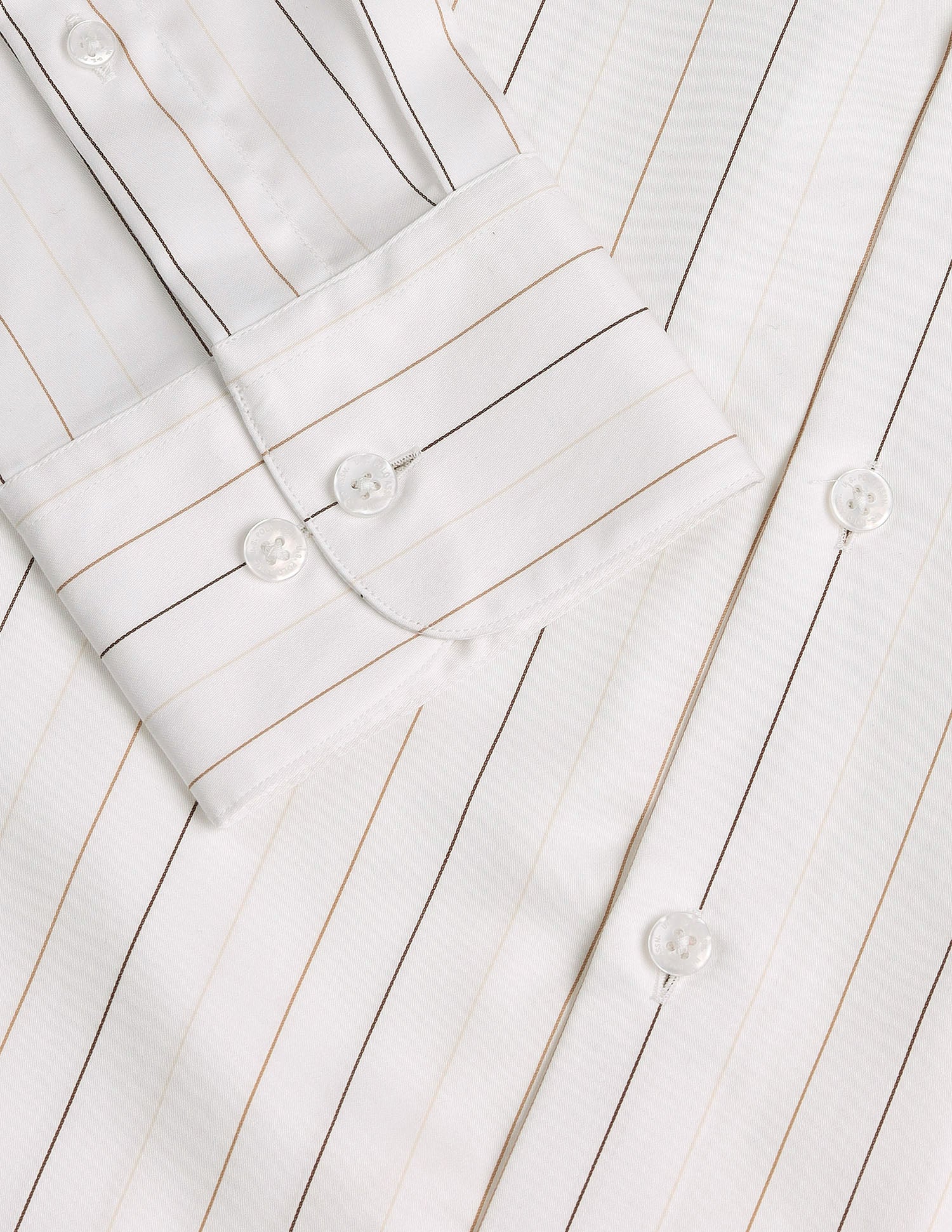 Vertical Striped Pure Cotton Shirt Beige - U.S. Polo Assn. India | Large