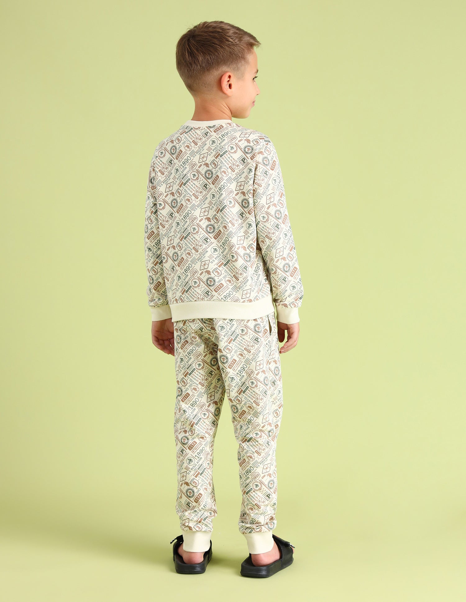 Boys Graphic Printed Cotton Sweatshirt Ecru - U.S. POLO ASSN. | Large