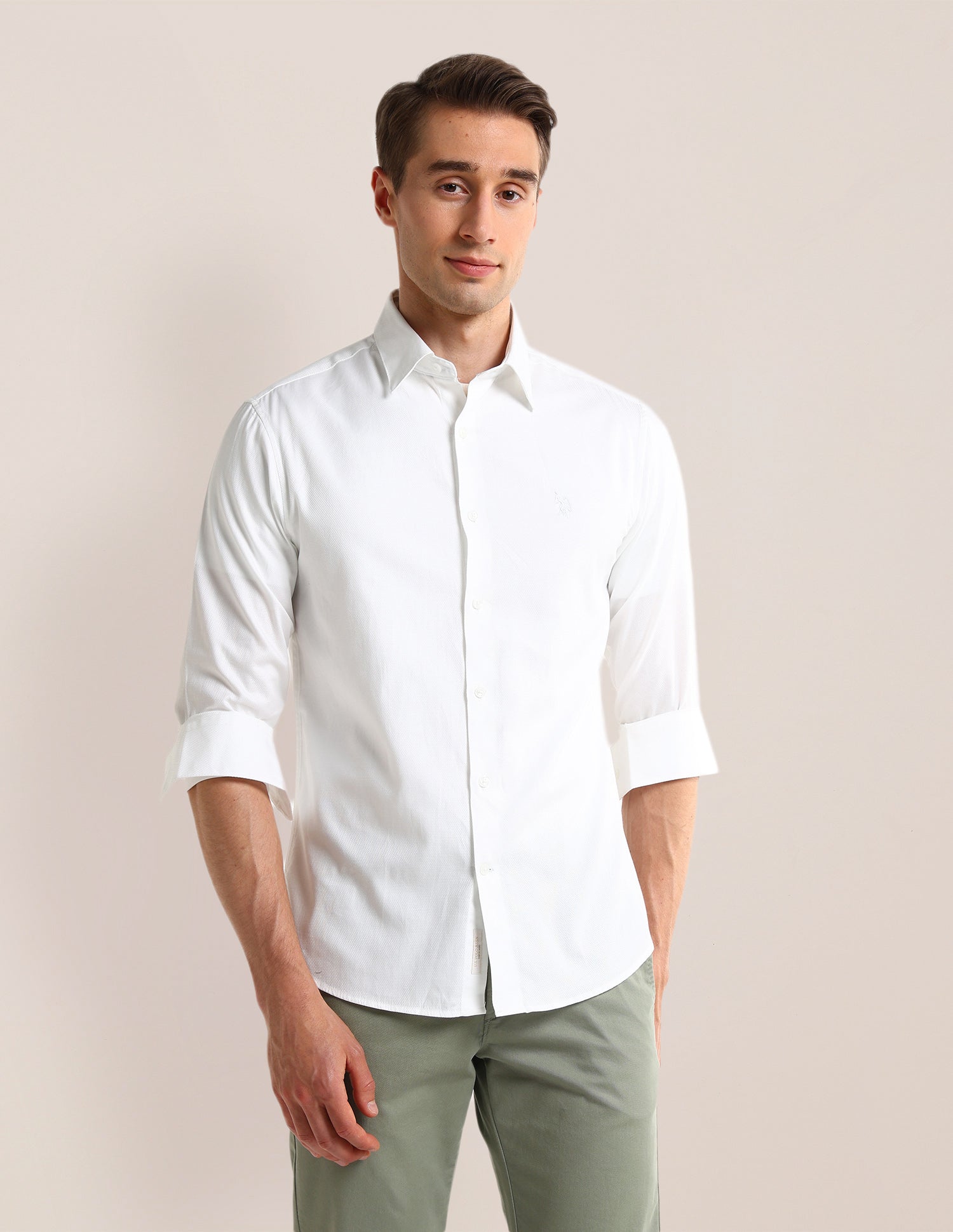 Solid Regular Fit Shirt White - U.S. POLO ASSN. | Large