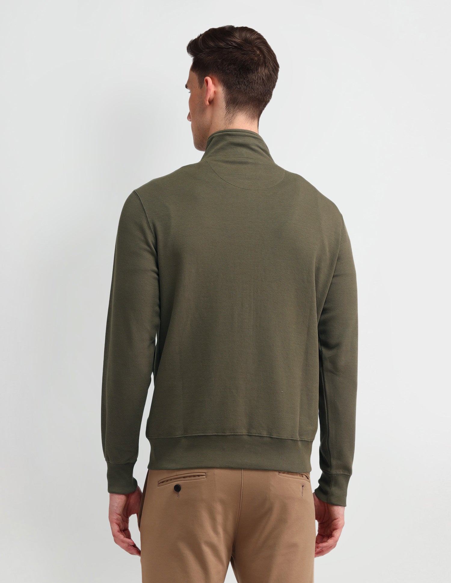 High Neck Textured Sweatshirt Smoky Olive - U.S. Polo Assn. India | Large