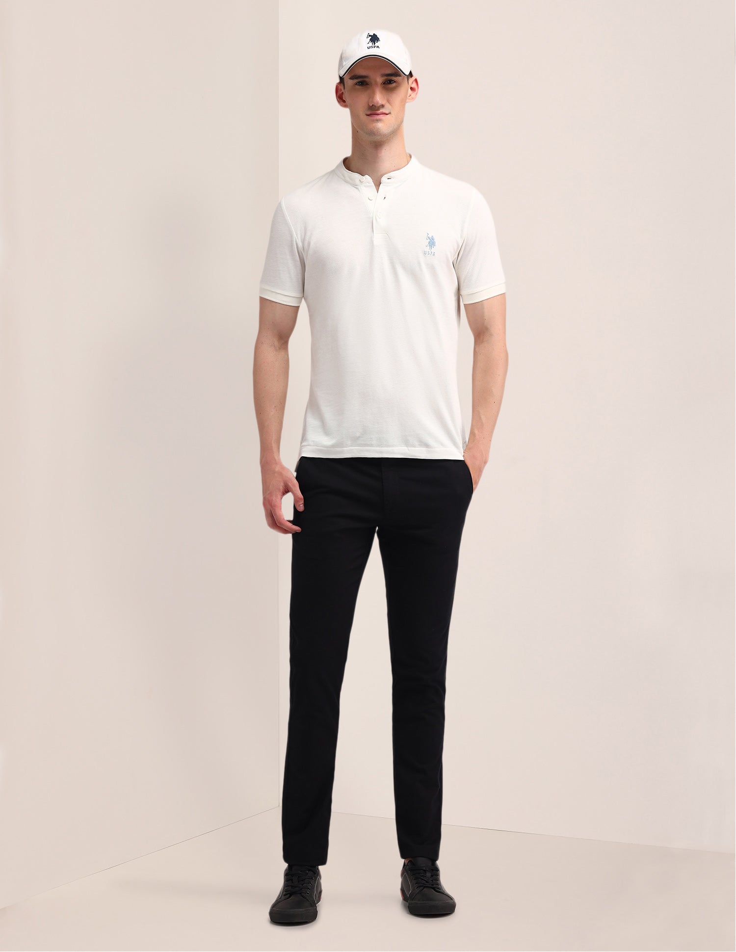 Solid Slim Fit Polo Shirt Off White - U.S. Polo Assn. India | Large