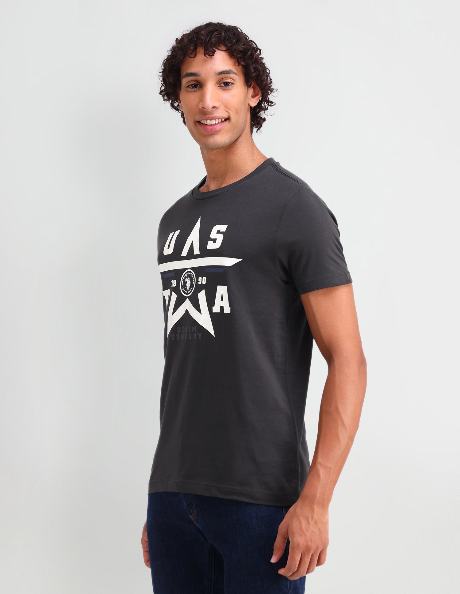 Graphic Printed Muscle Fit T-Shirt Dk Grey - U.S. POLO ASSN. | Large