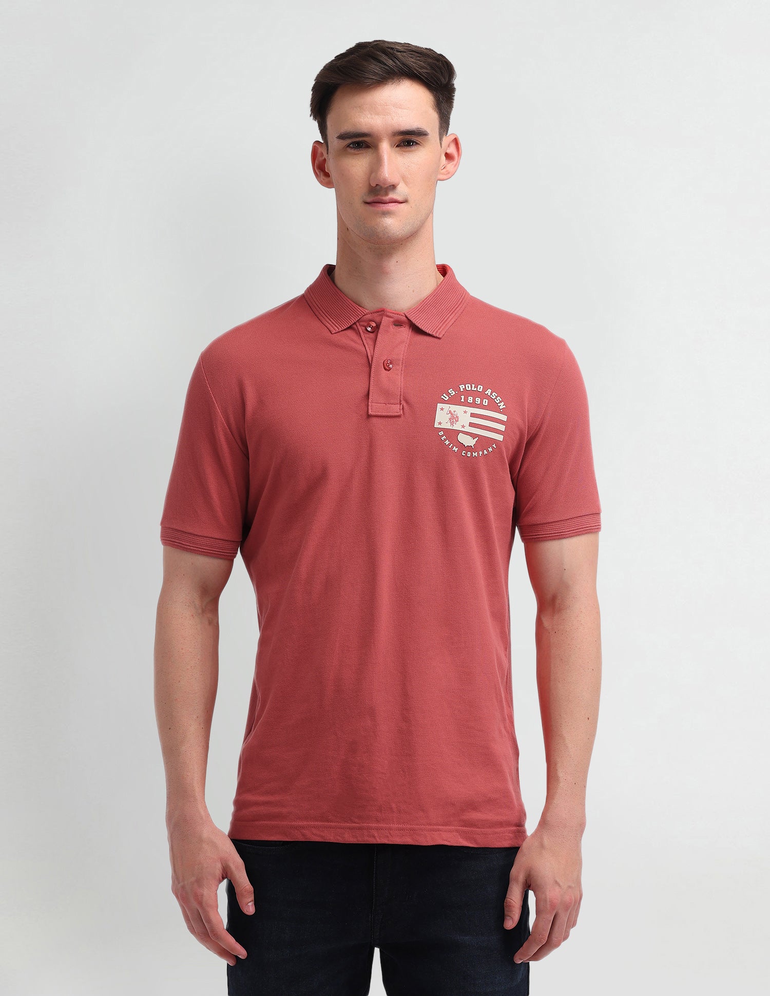 Solid Muscle Fit Polo Shirt Vivid Crimson - U.S. Polo Assn. India | Large