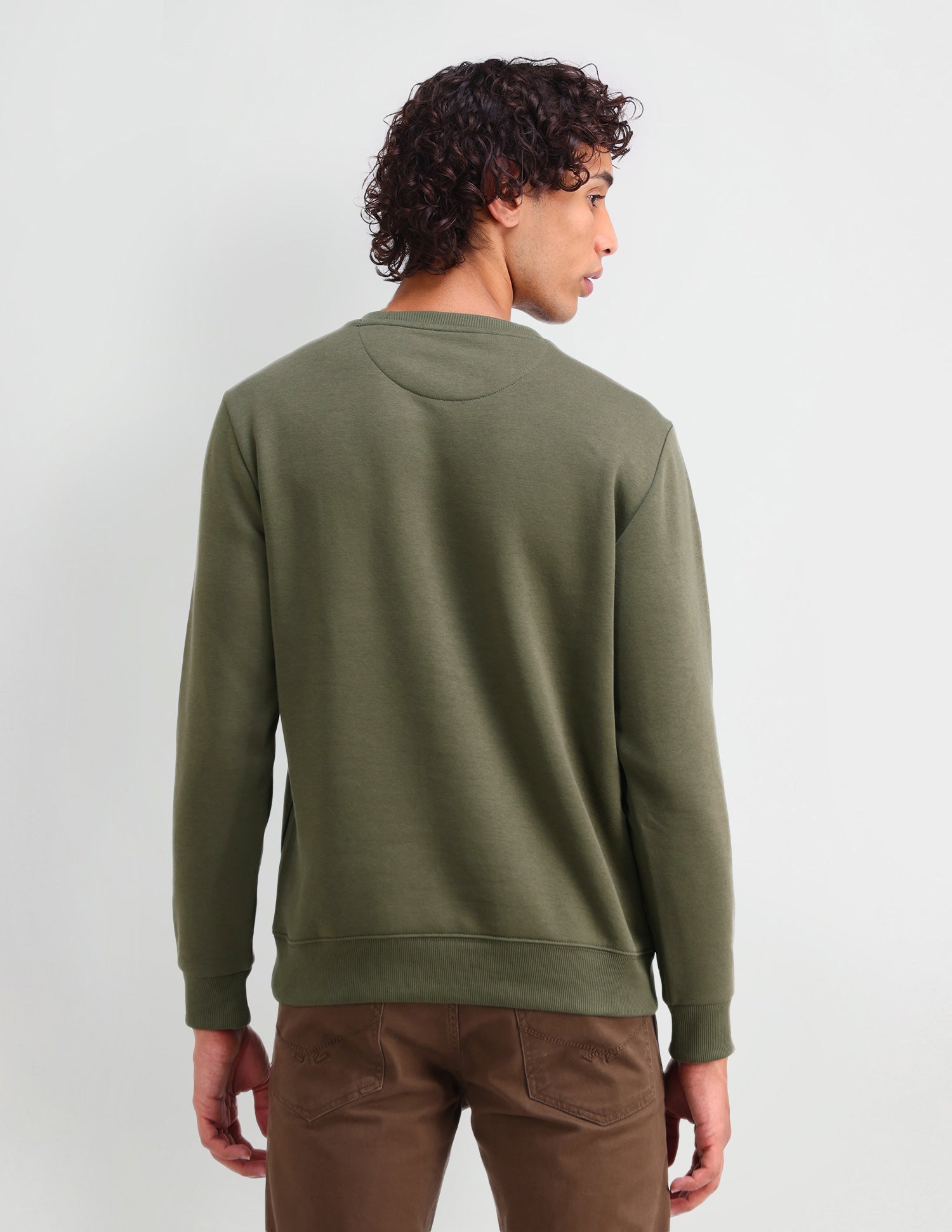 Crew Neck Graphic printed Sweatshirt Olive - U.S. POLO ASSN. | Large