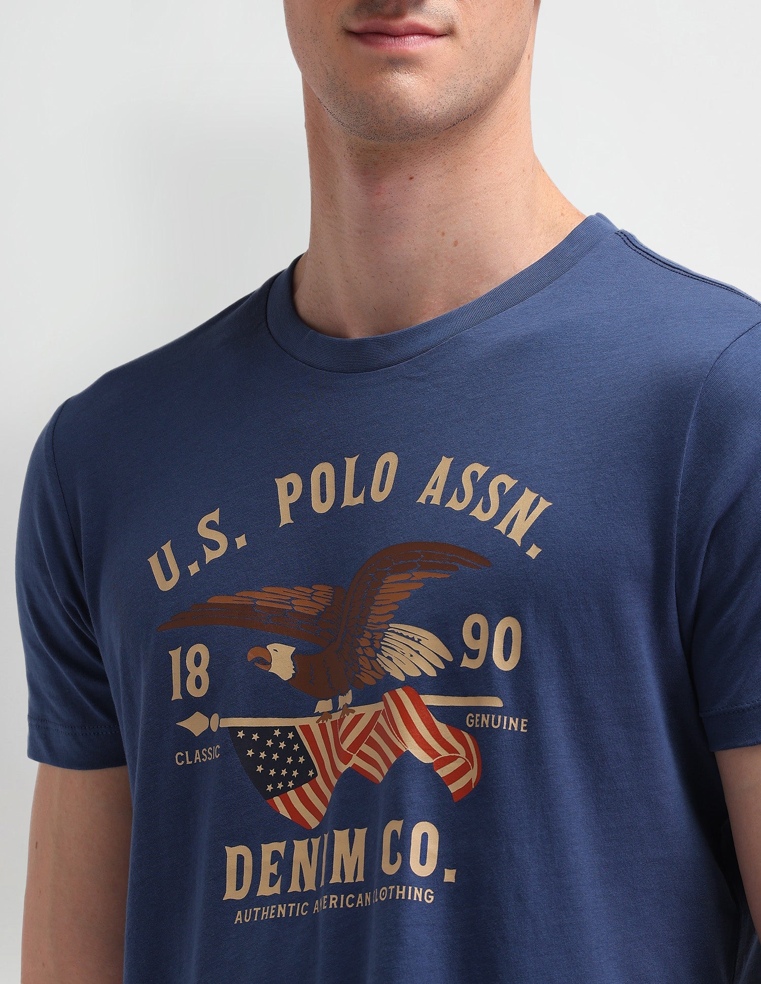 Graphic Printed Muscle Fit T-Shirt Cobalt Blue - U.S. Polo Assn. India | Large