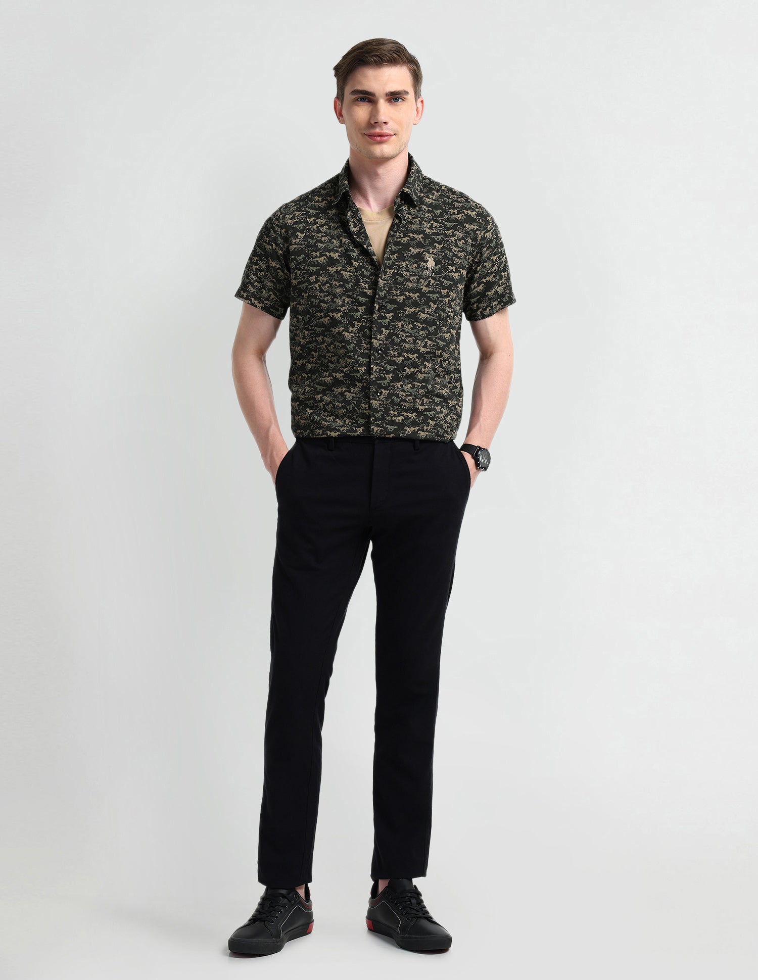 All-over Slim Fit Shirt Black - U.S. POLO ASSN. | Large