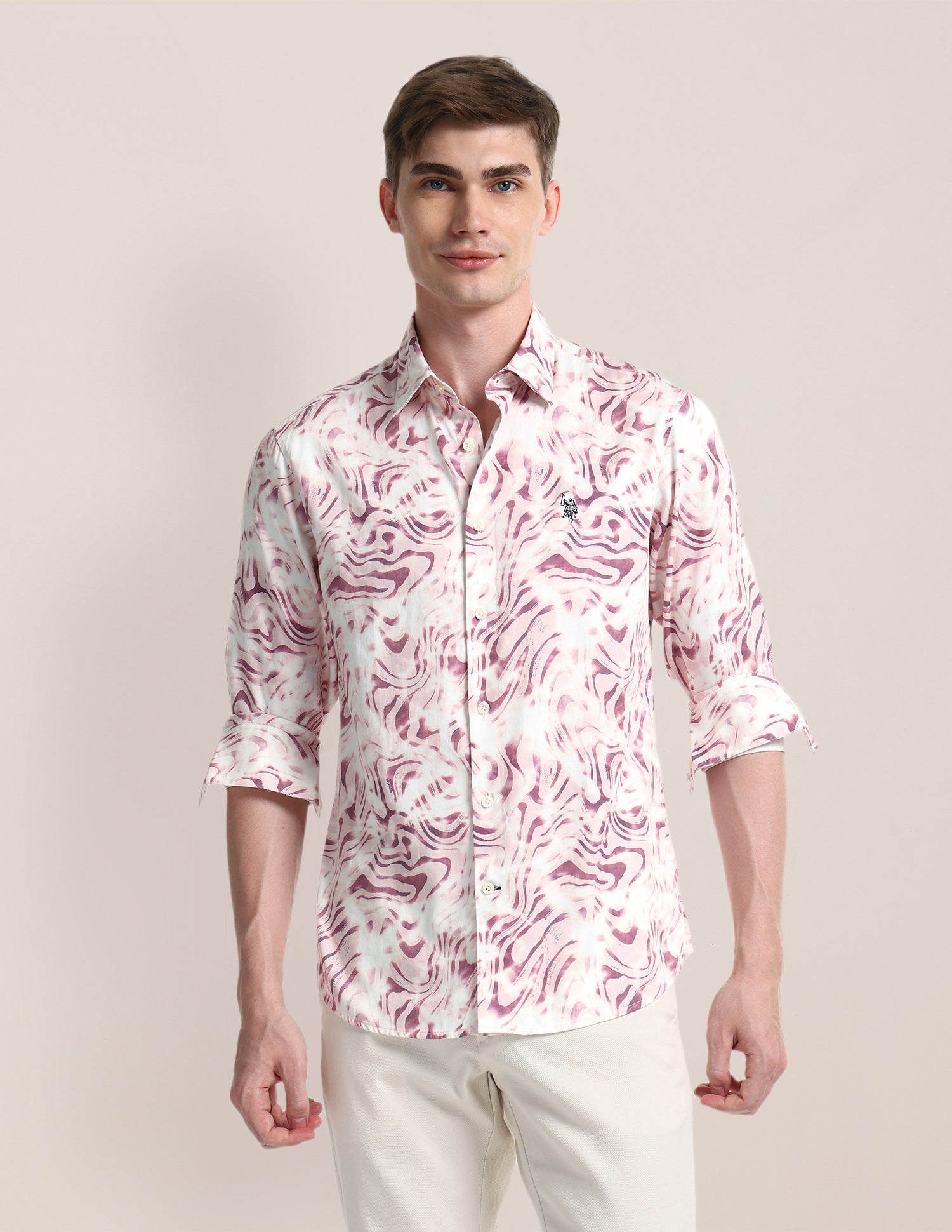 Abstract Regular Fit Shirt Light Pink - U.S. POLO ASSN. | Large