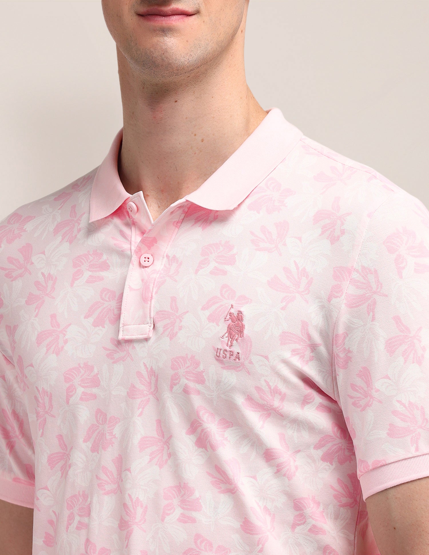 Abstract Cotton Polo Shirt Light Pink - U.S. Polo Assn. India | Large