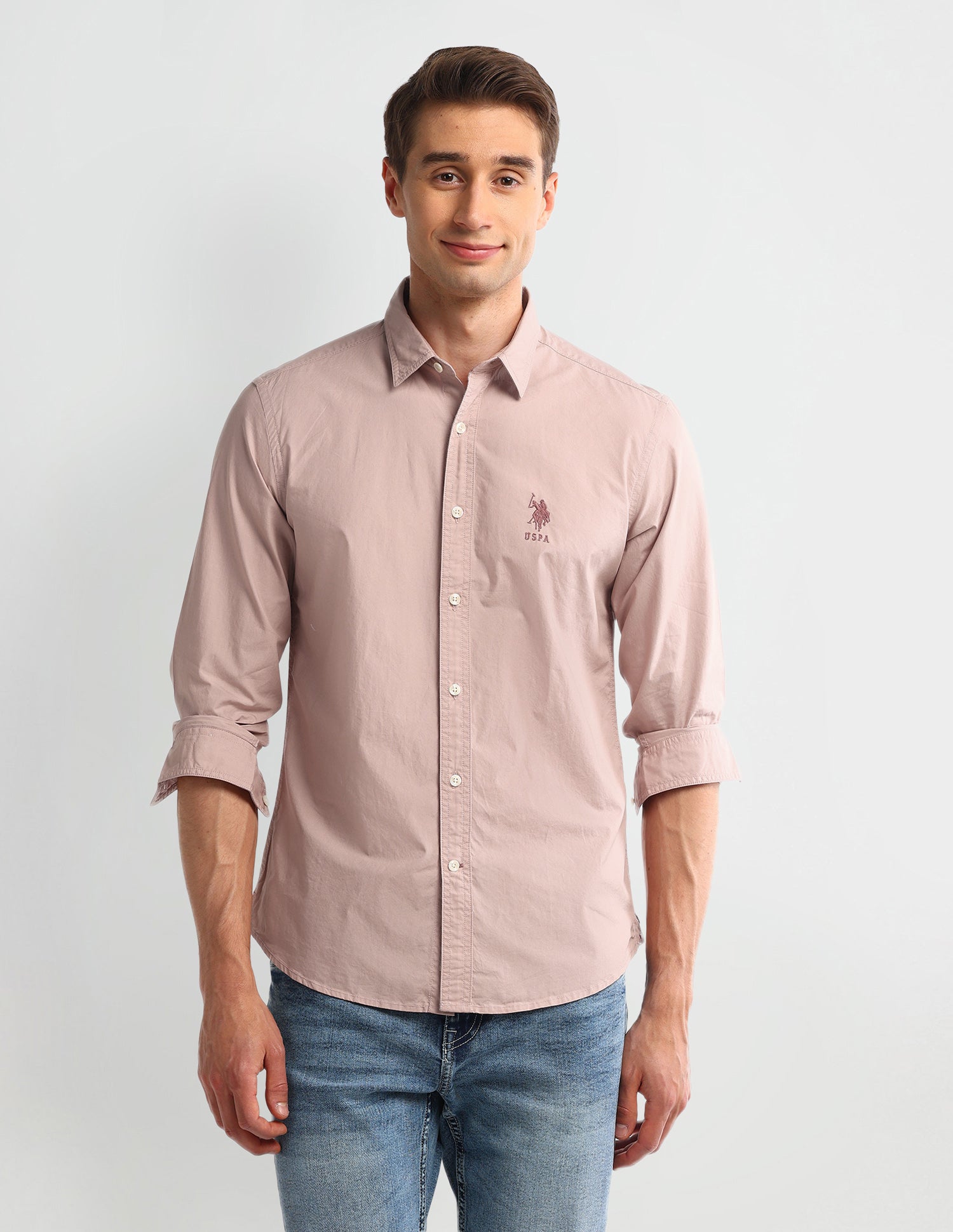 Solid Slim Fit Shirt Mauve - U.S. POLO ASSN. | Large