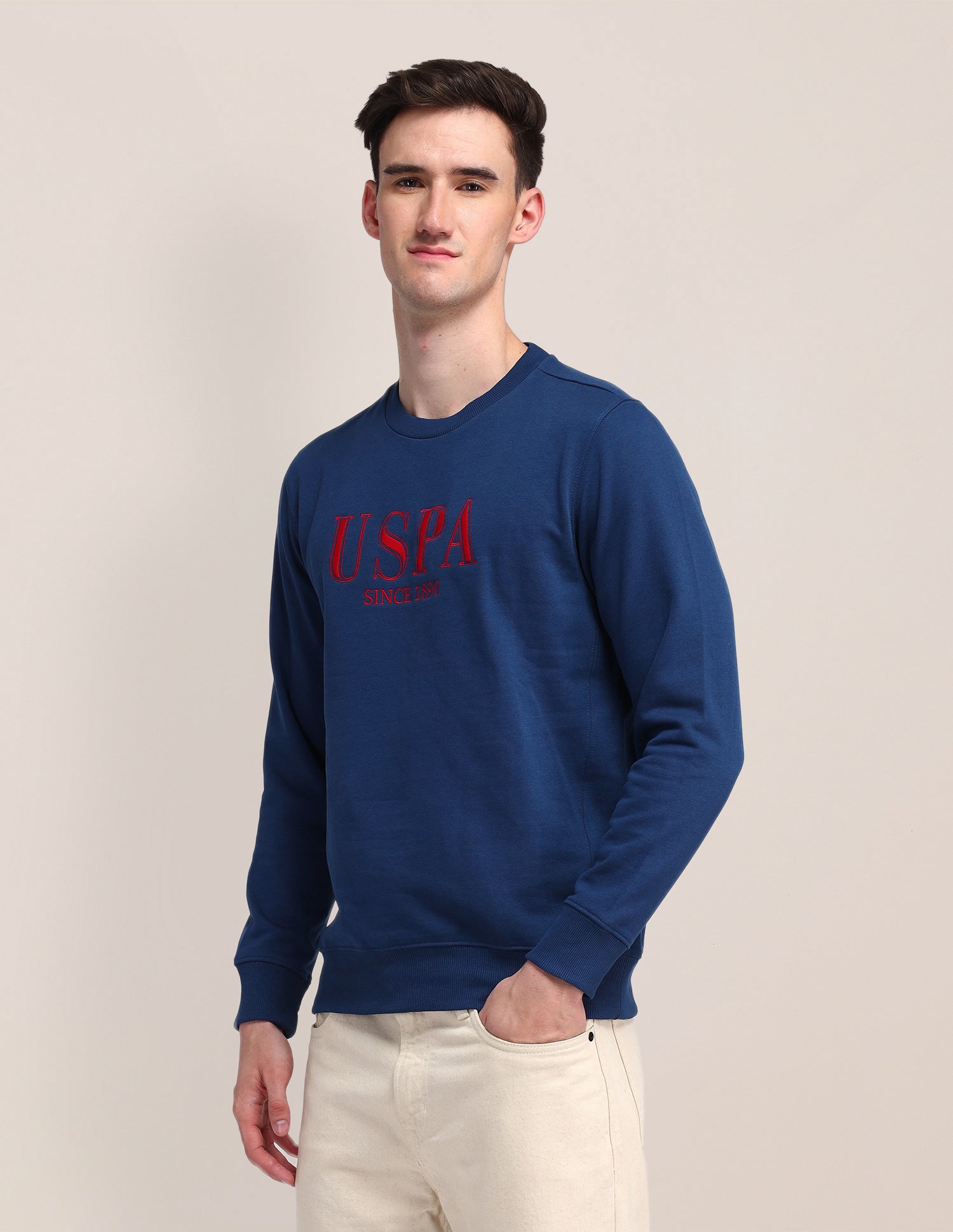 Crew Neck Brand Printed Sweatshirt Teal - U.S. Polo Assn. India | Large