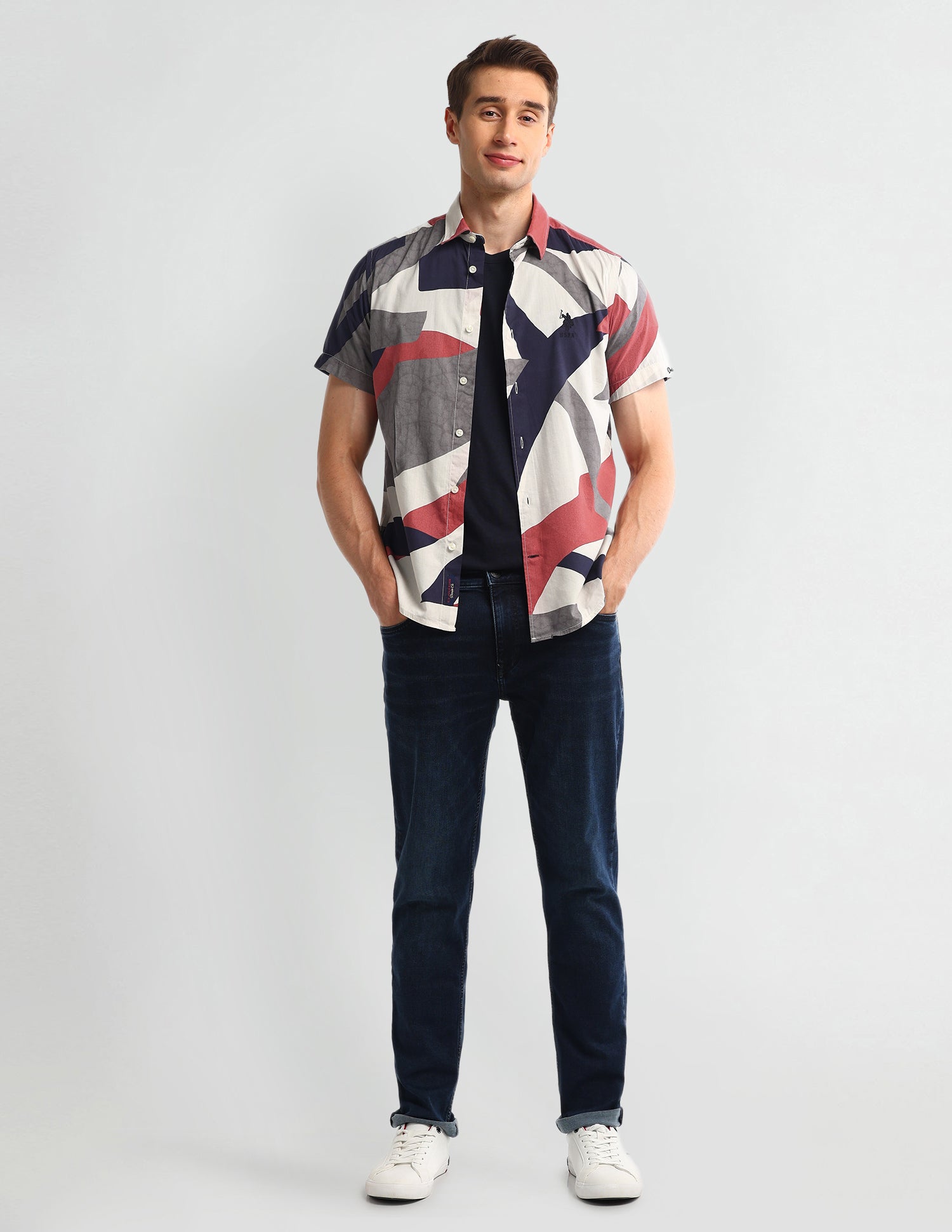 Abstract Slim Fit Shirt Red - U.S. Polo Assn. India | Large