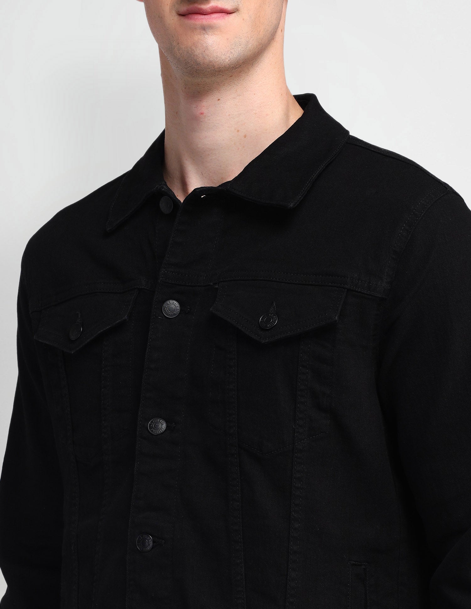 Solid Spread Collar Jacket Black - U.S. Polo Assn. India | Large