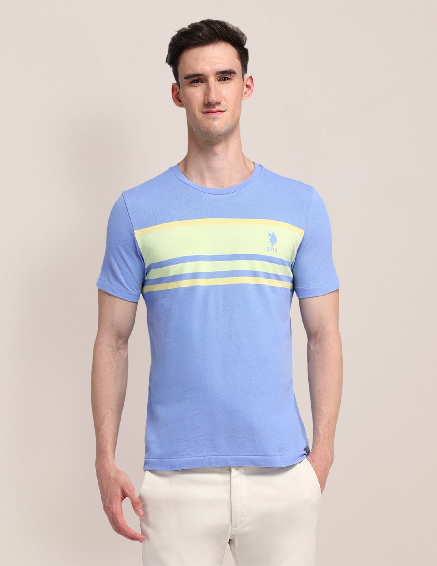 Horizontal Striped Cotton T-Shirt Blue - U.S. Polo Assn. India | Large