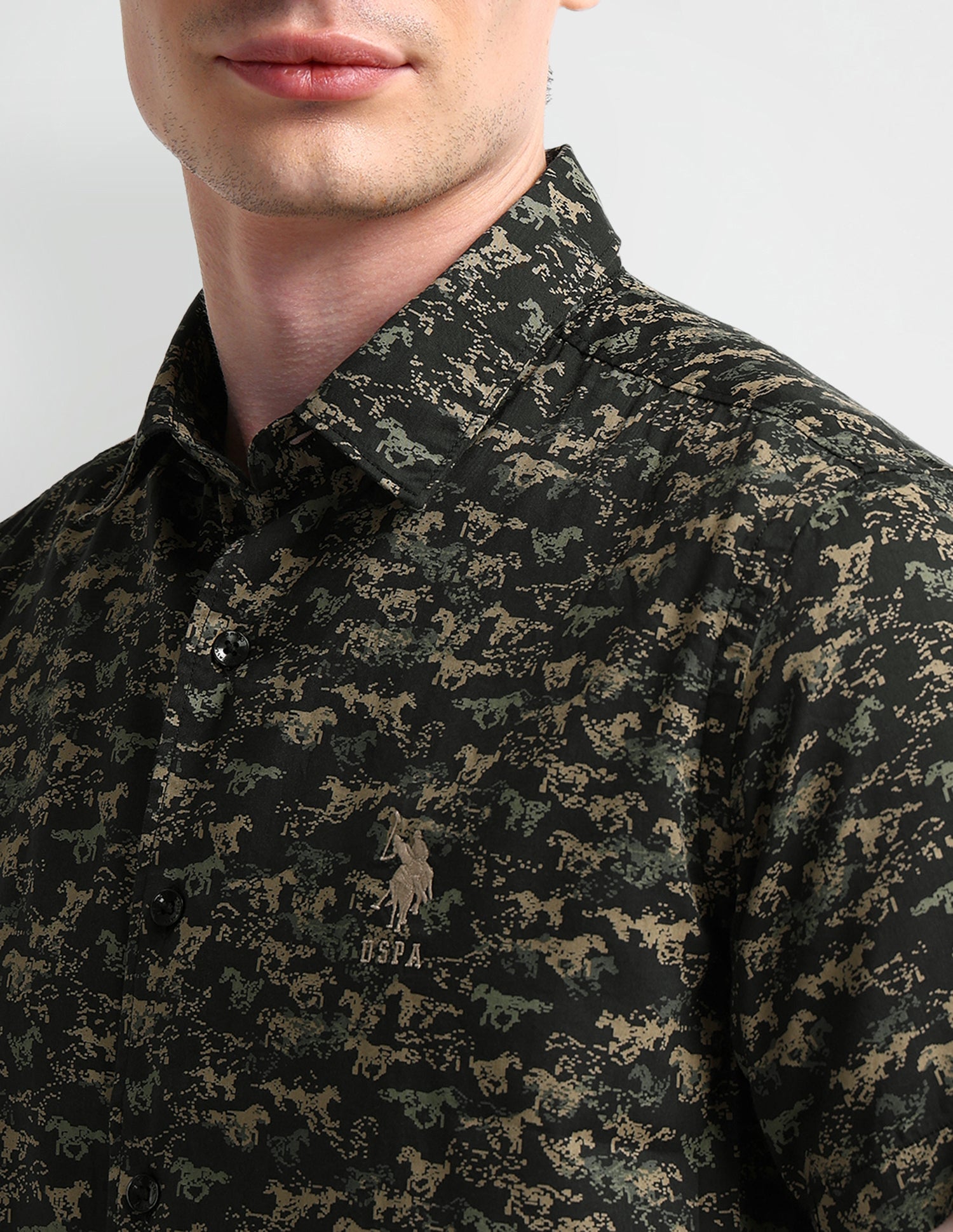 All-over Slim Fit Shirt Black - U.S. POLO ASSN. | Large