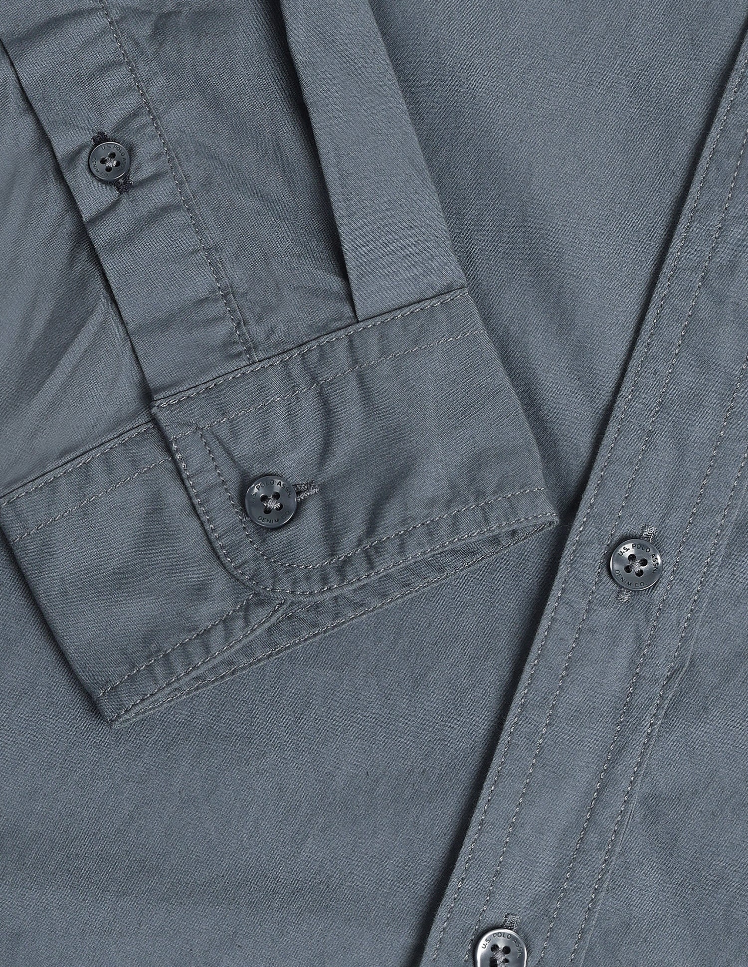 Solid Slim Fit Formal Shirt Grey - U.S. Polo Assn. India | Large