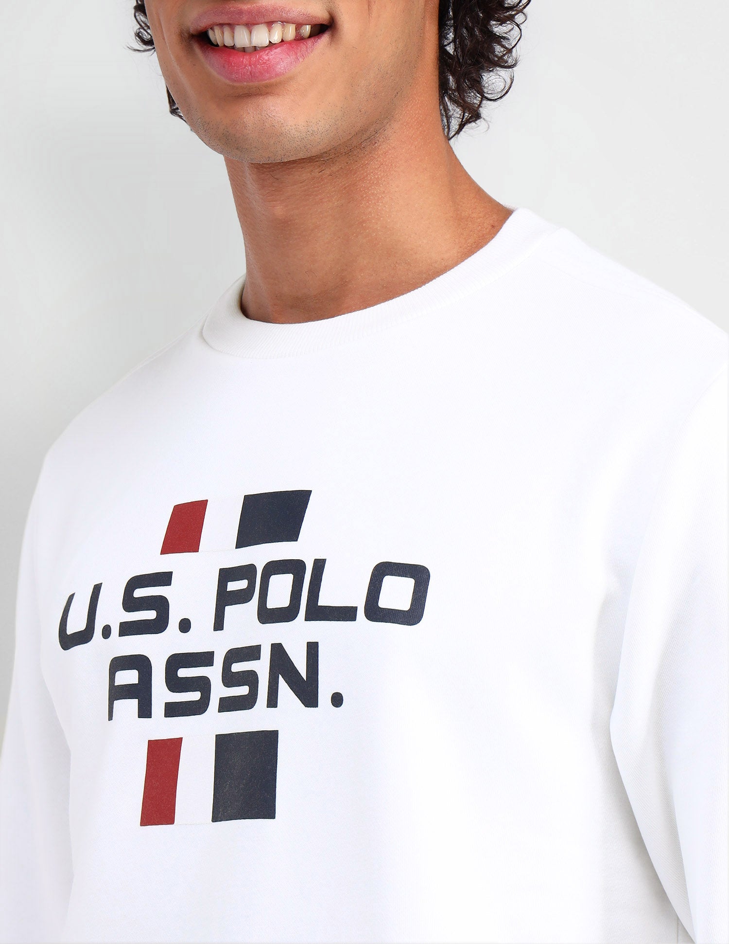 Crew Neck Regular Fit Sweatshirt Ivory - U.S. POLO ASSN. | Large