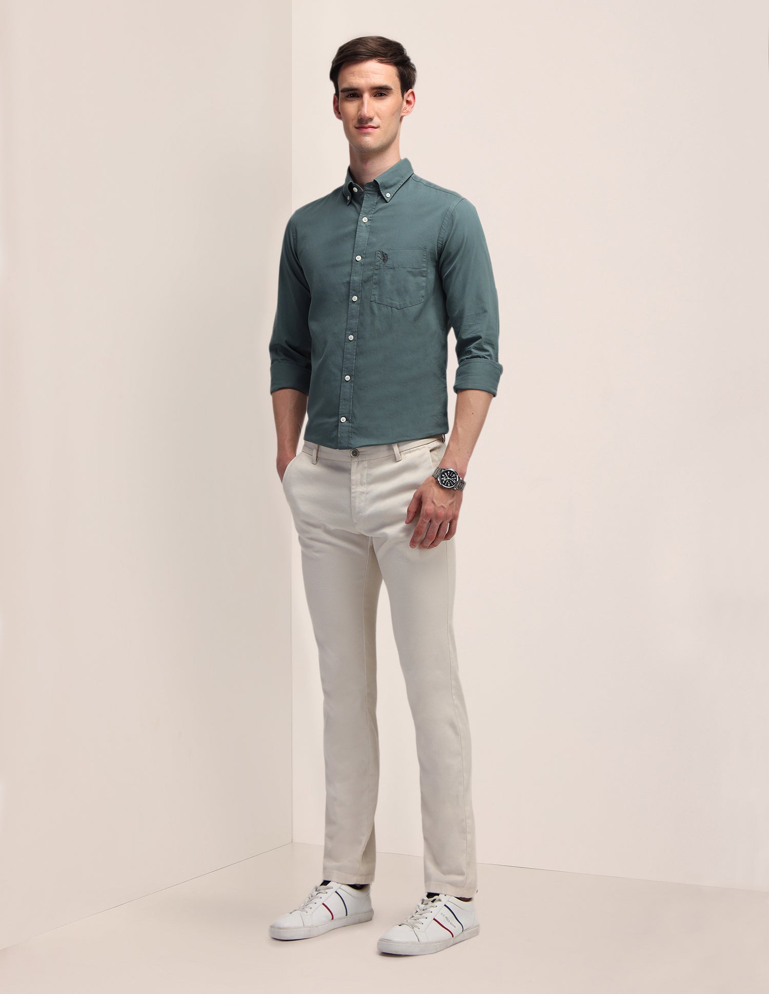 Tailored Fit Cotton Shirt Grey - U.S. POLO ASSN. | Large