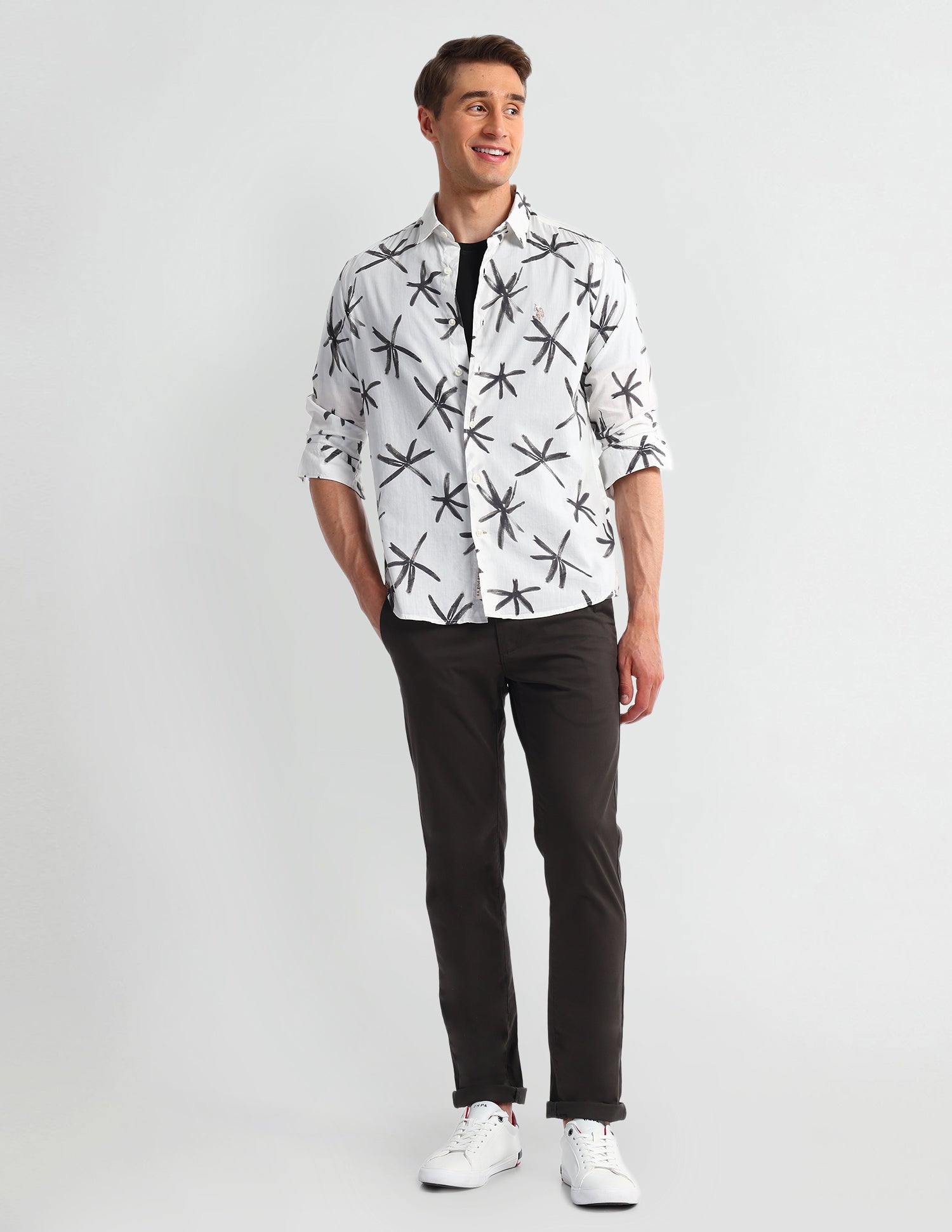 Abstract Slim Fit Shirt White - U.S. Polo Assn. India | Large