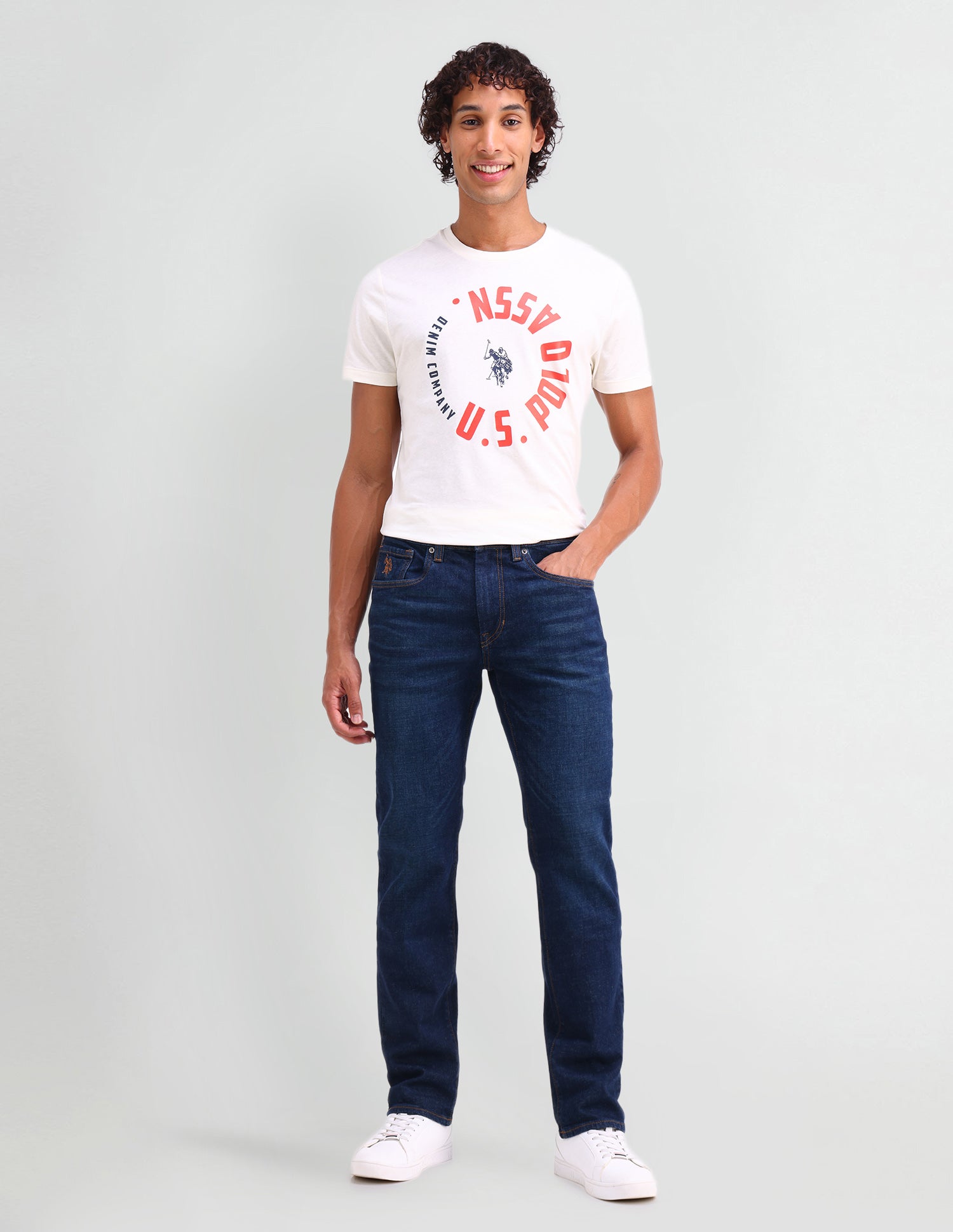 Harold Slim Straight Fit Blue Jeans Blue - U.S. POLO ASSN. | Large