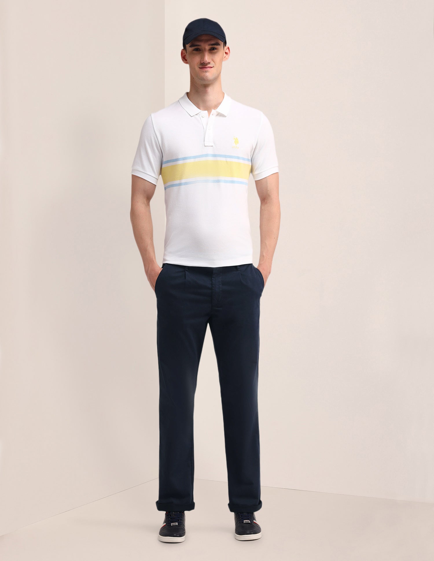 Riley Straight Fit Twill Trousers Navy - U.S. Polo Assn. India | Large