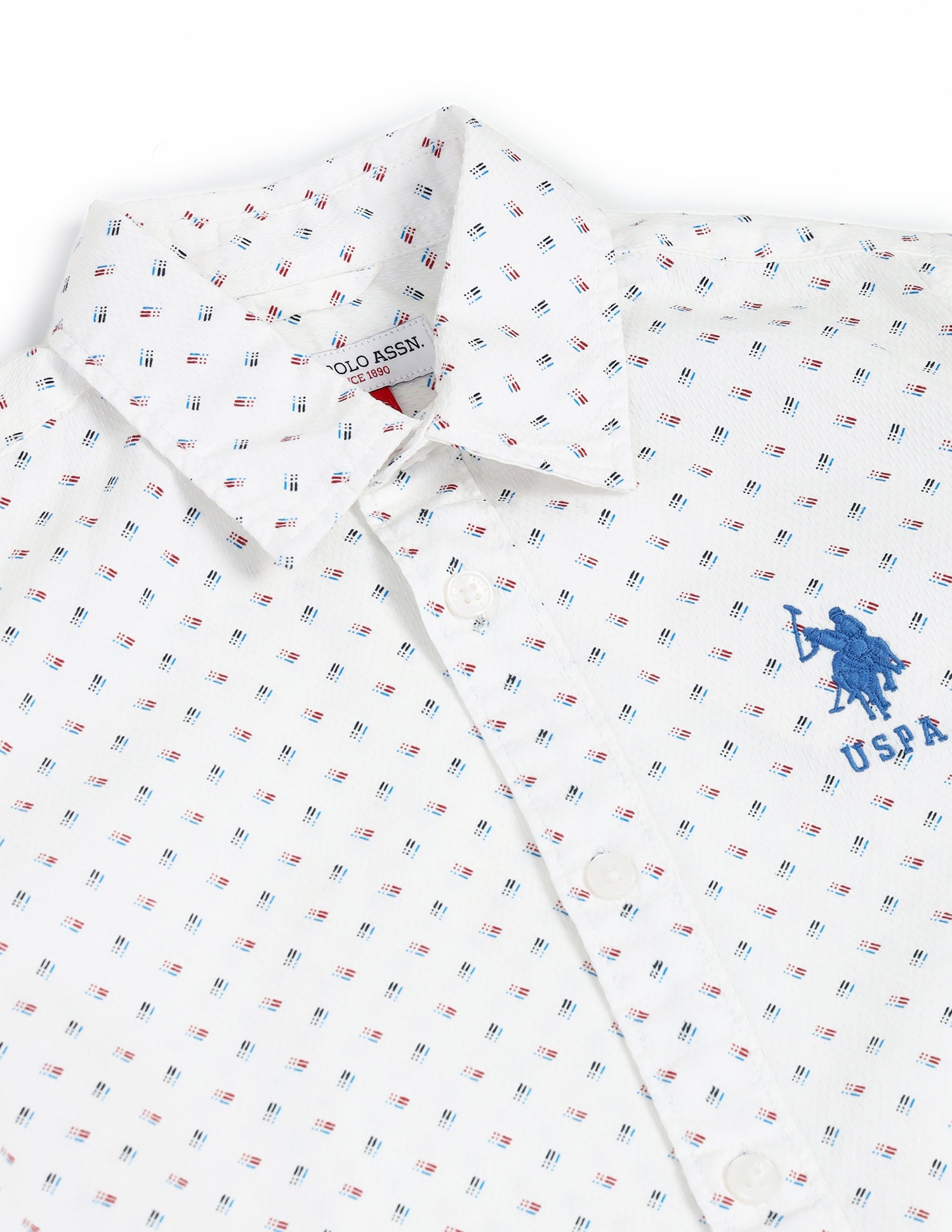 Boys Regular Fit All-Over Printed Shirt White - U.S. POLO ASSN. | Large