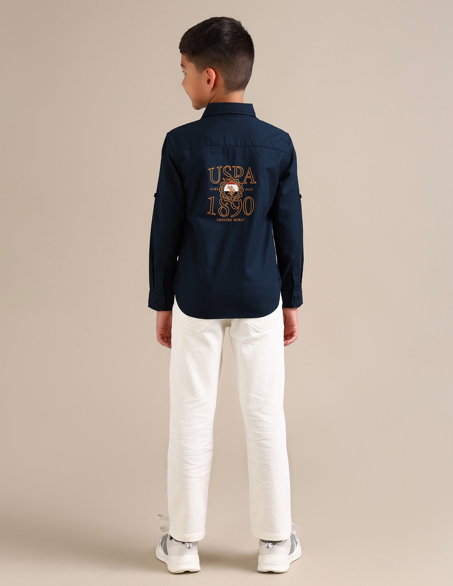 Boys Regular Fit Twill Weave Graphic Shirt Navy - U.S. Polo Assn. India | Large