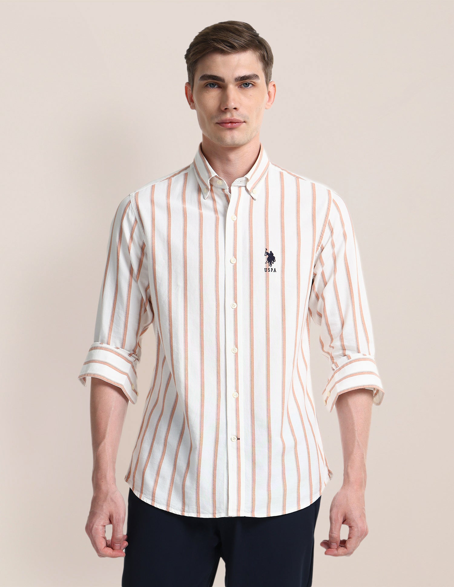 Vertical Striped Regular Fit Shirt White - U.S. POLO ASSN. | Large