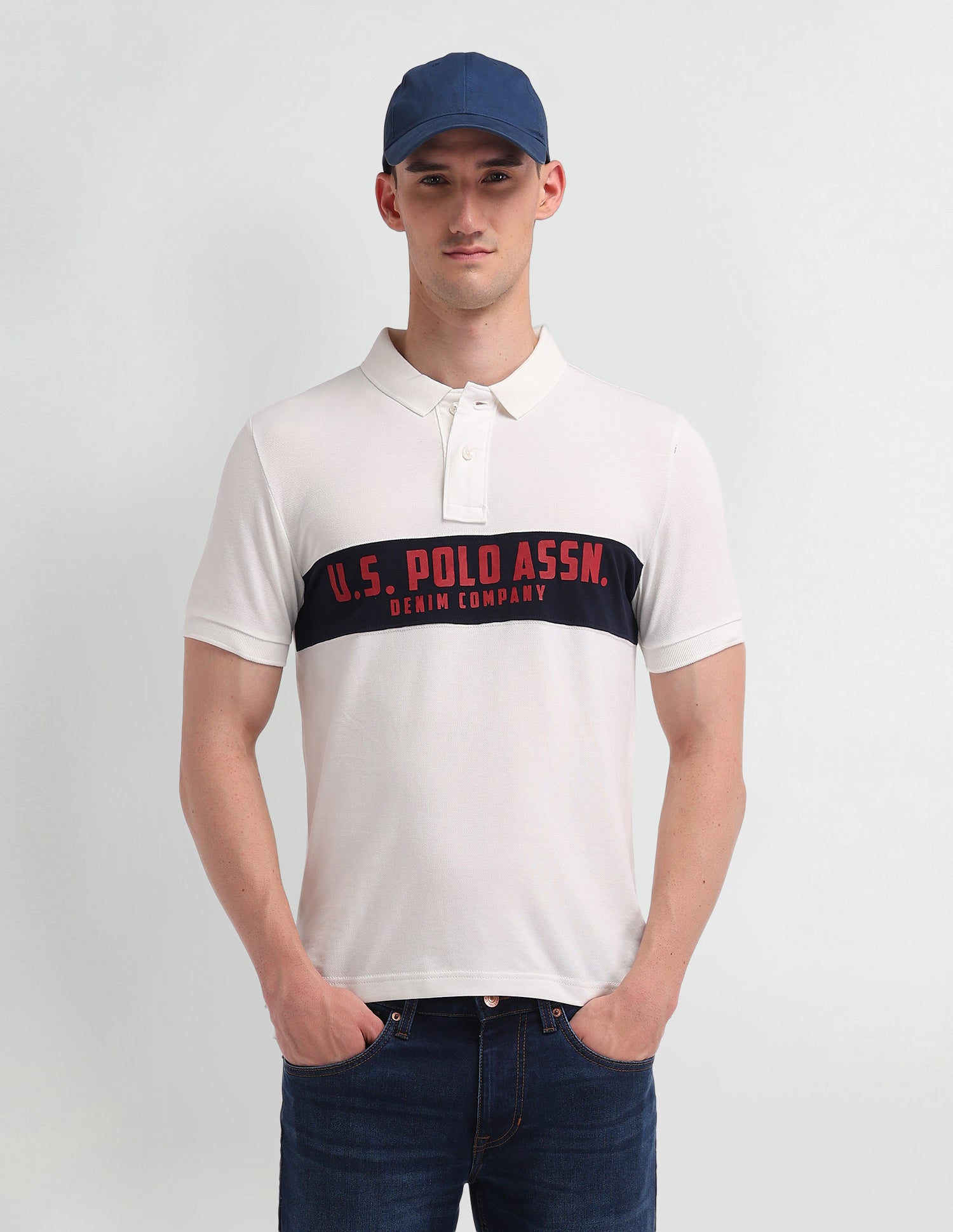 Brand Printed Muscle Fit Polo Shirt Uspa Ivory - U.S. Polo Assn. India | Large