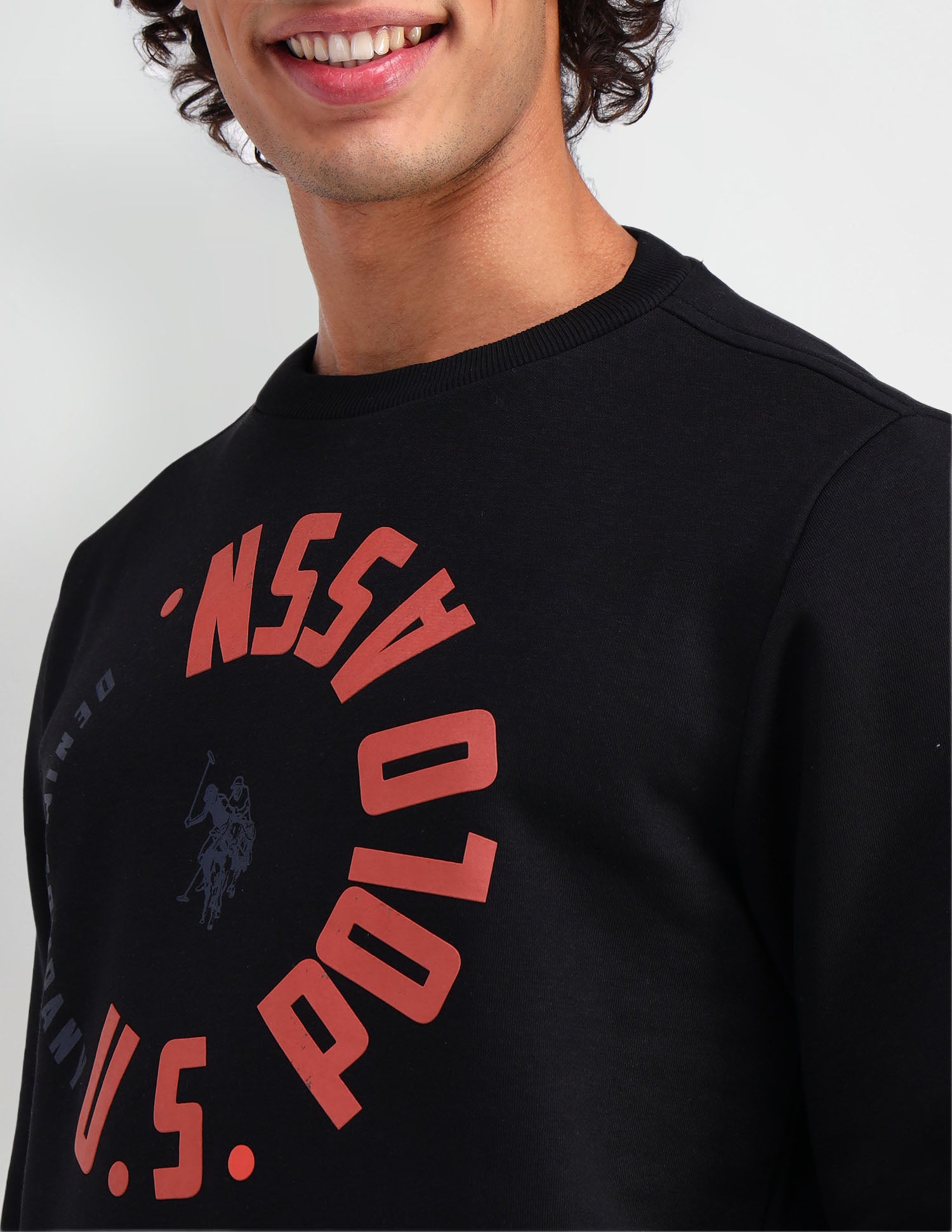 Crew Neck Regular Fit Sweatshirt Black - U.S. Polo Assn. India | Large