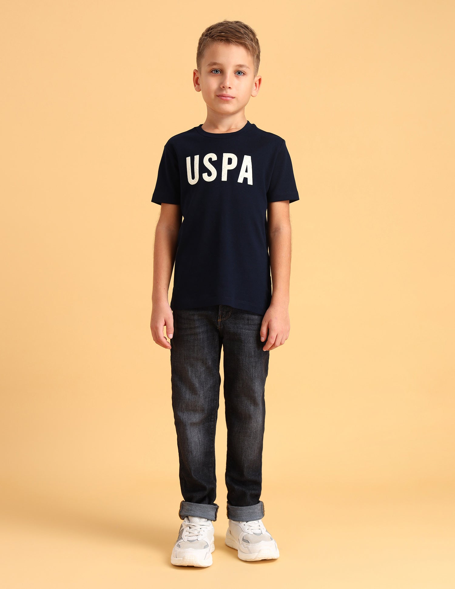 Boys Crew Neck Brand Printed T-Shirt Navy - U.S. Polo Assn. India | Large