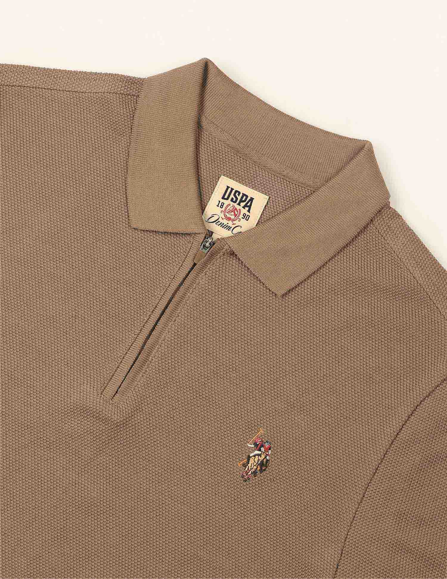 Solid Muscle Fit Polo Shirt Brown - U.S. Polo Assn. India | Large