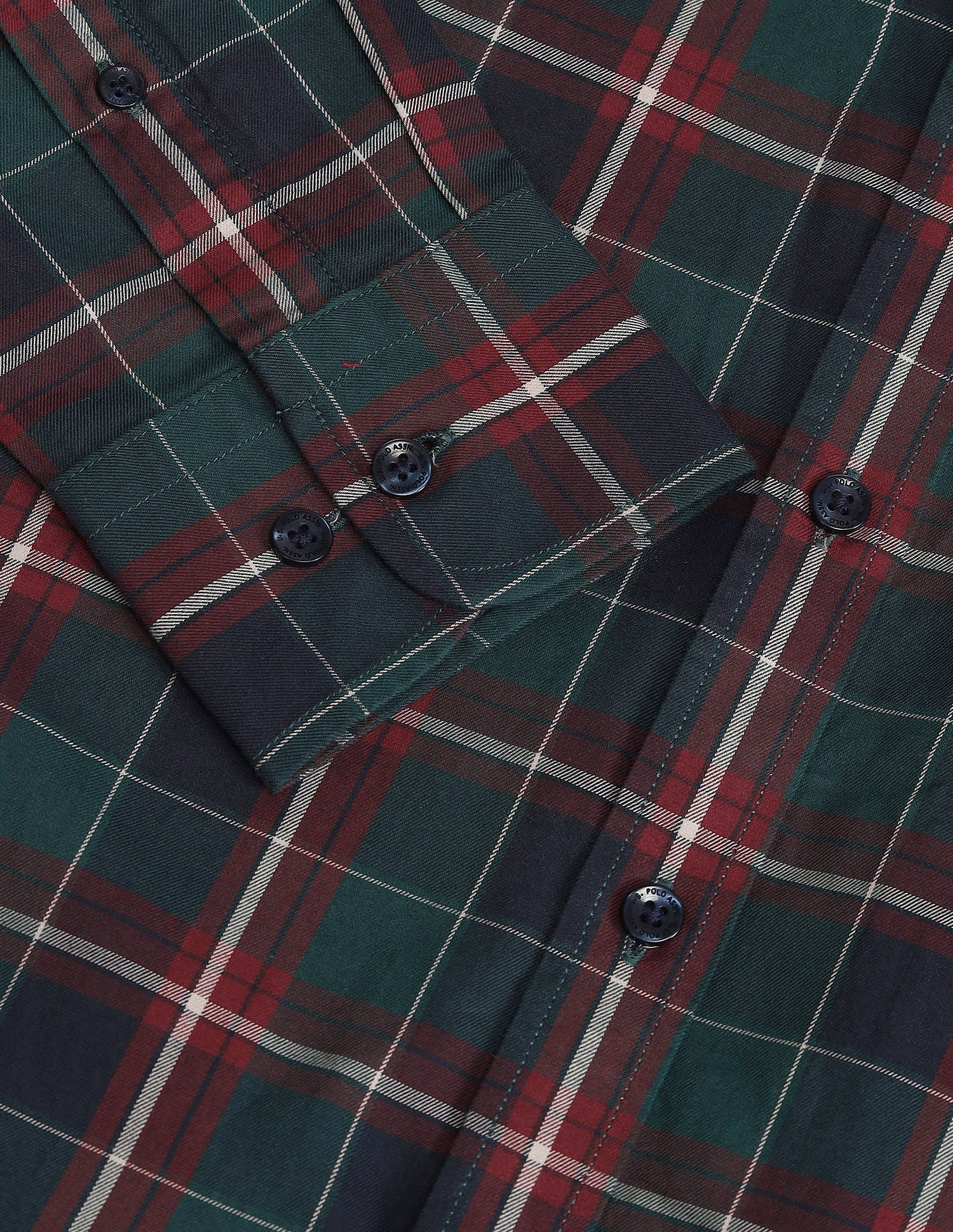 Tailored Fit Twill Shirt Dark Green - U.S. Polo Assn. India | Large