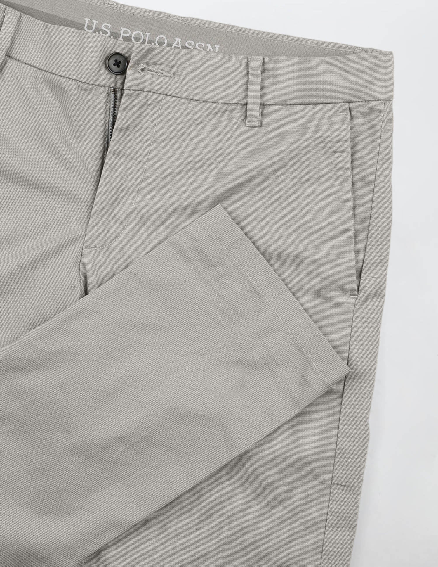 Textured Slim Fit Trousers Light Grey - U.S. Polo Assn. India | Large
